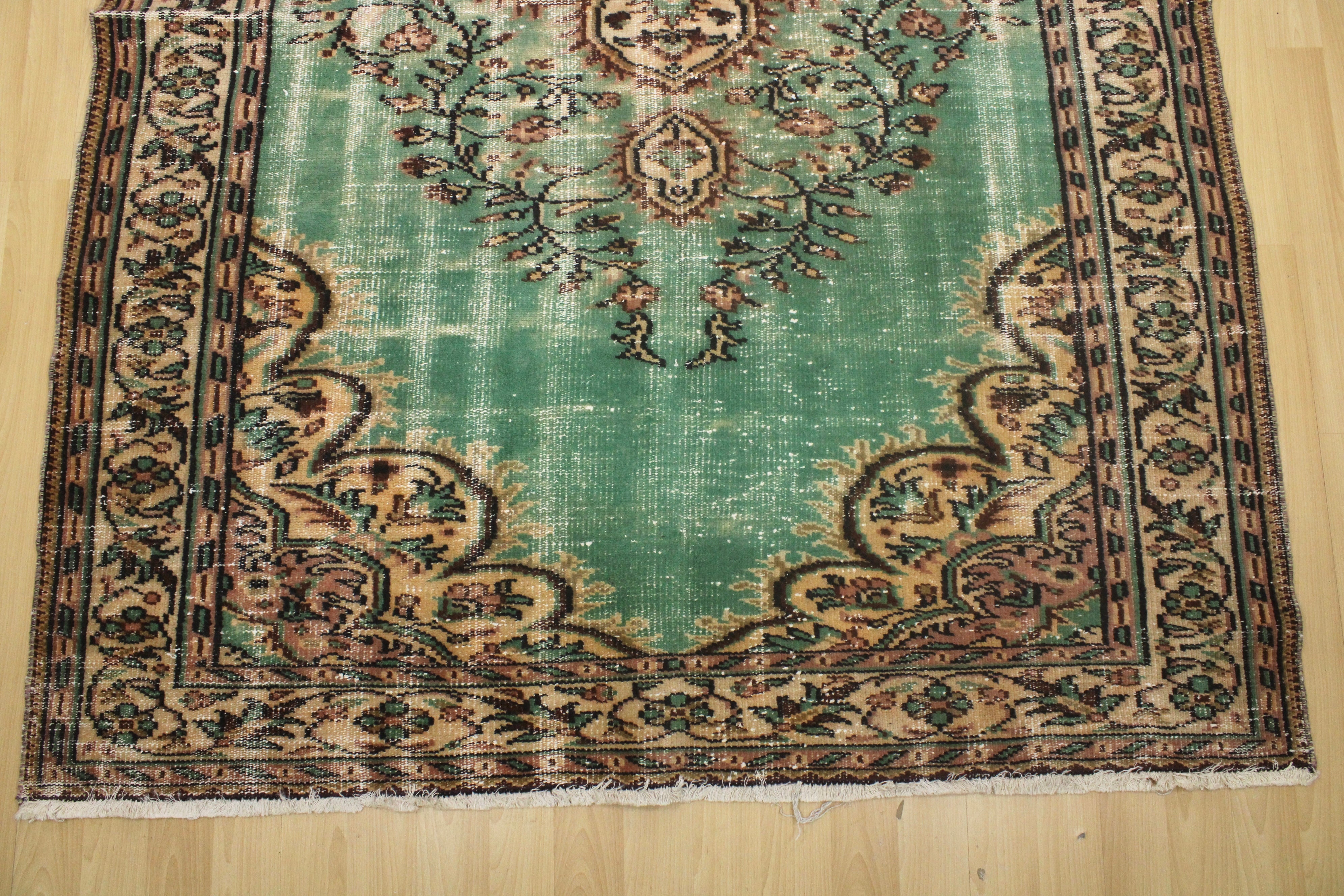 Turkish Vintage Hand-Knotted Wool Rug