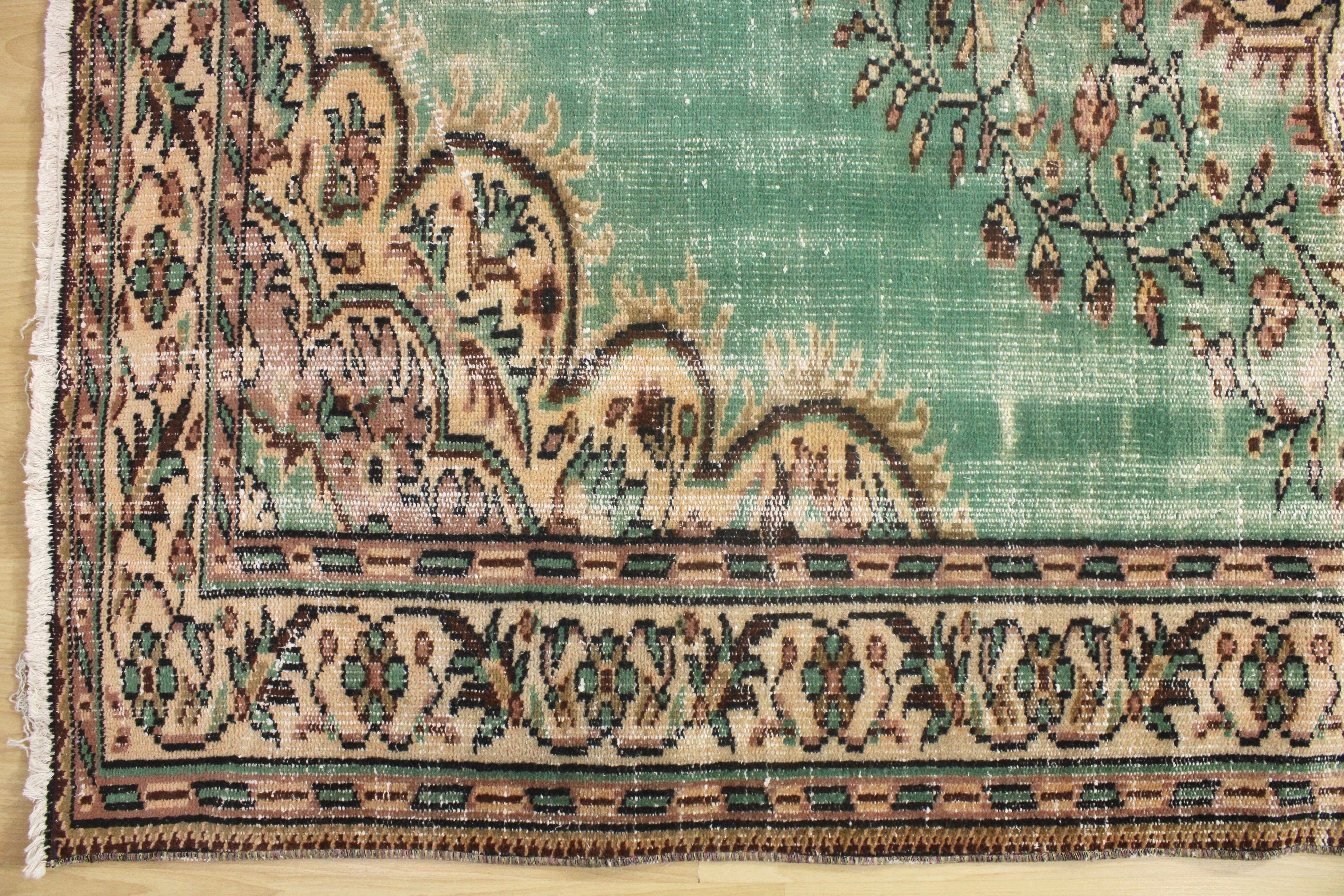 Turkish Vintage Hand-Knotted Wool Rug