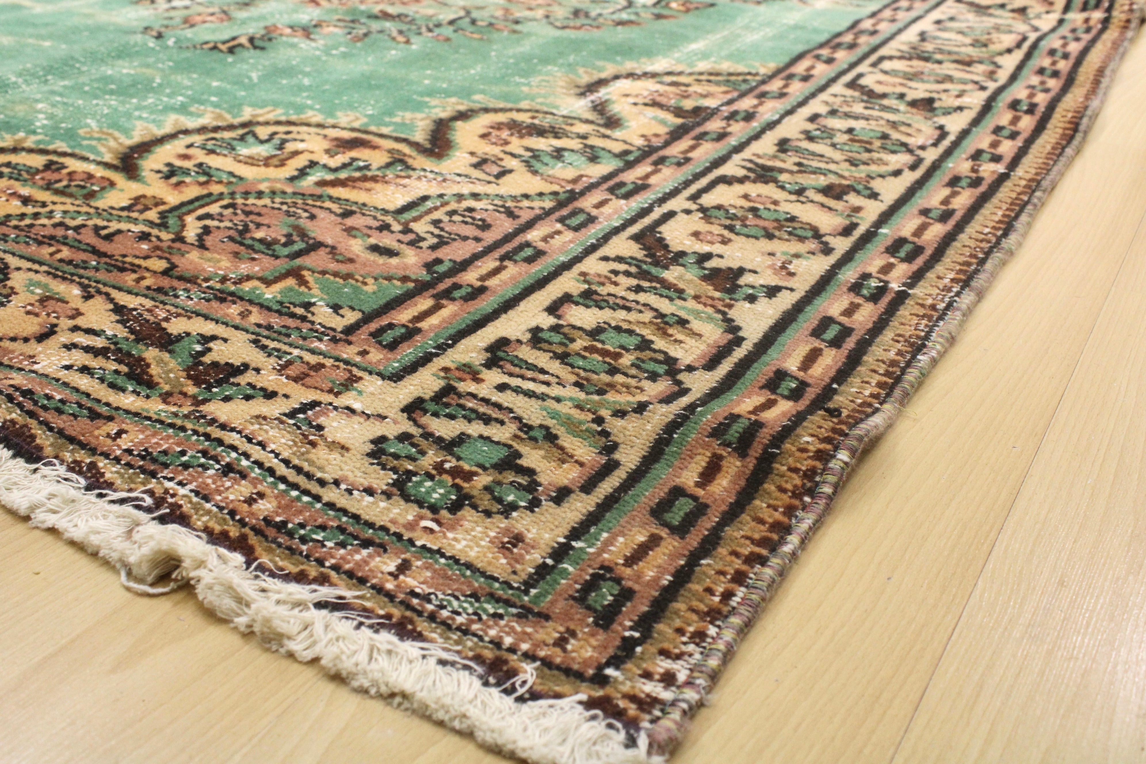 Turkish Vintage Hand-Knotted Wool Rug