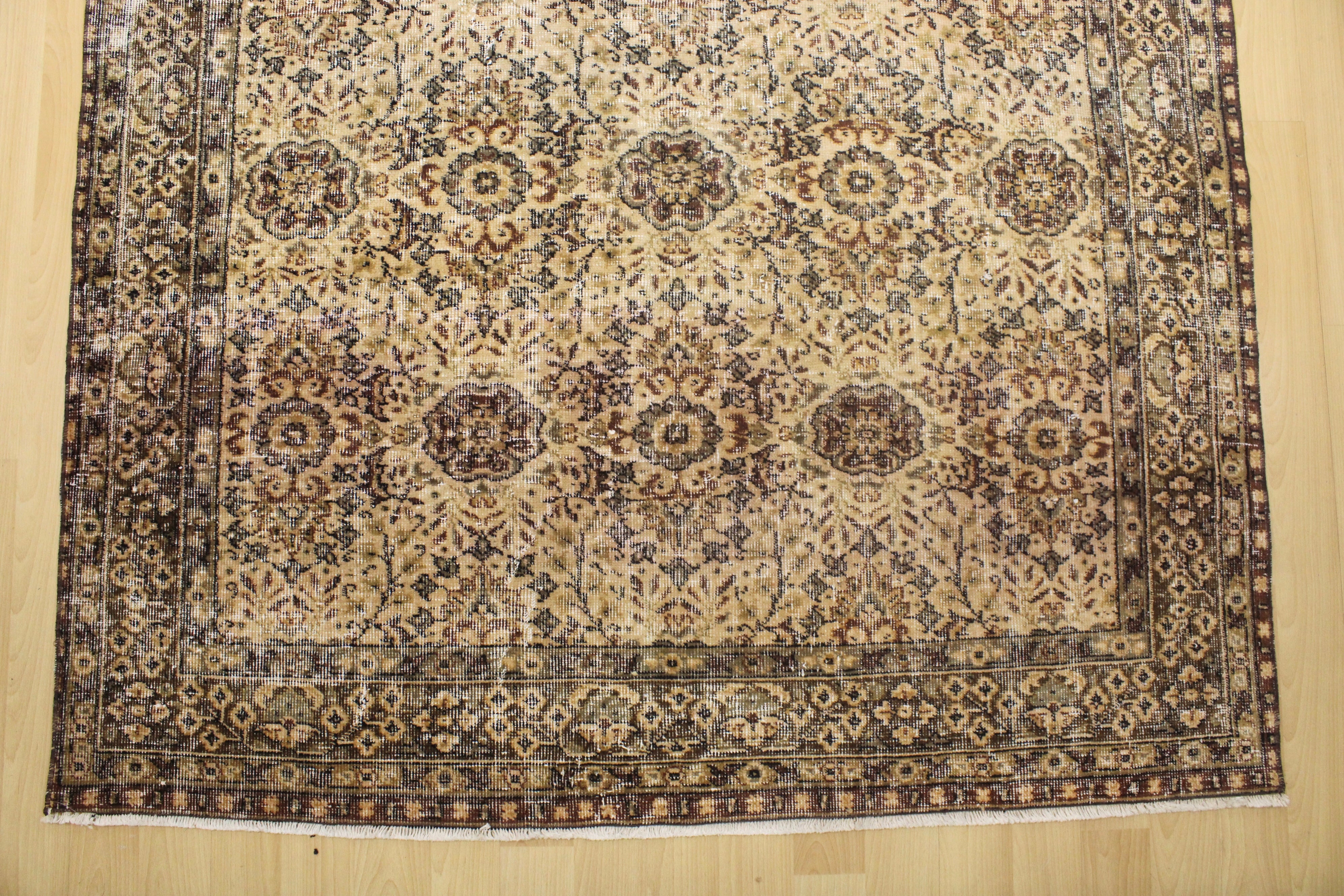 Turkish Vintage Hand-Knotted Wool Rug