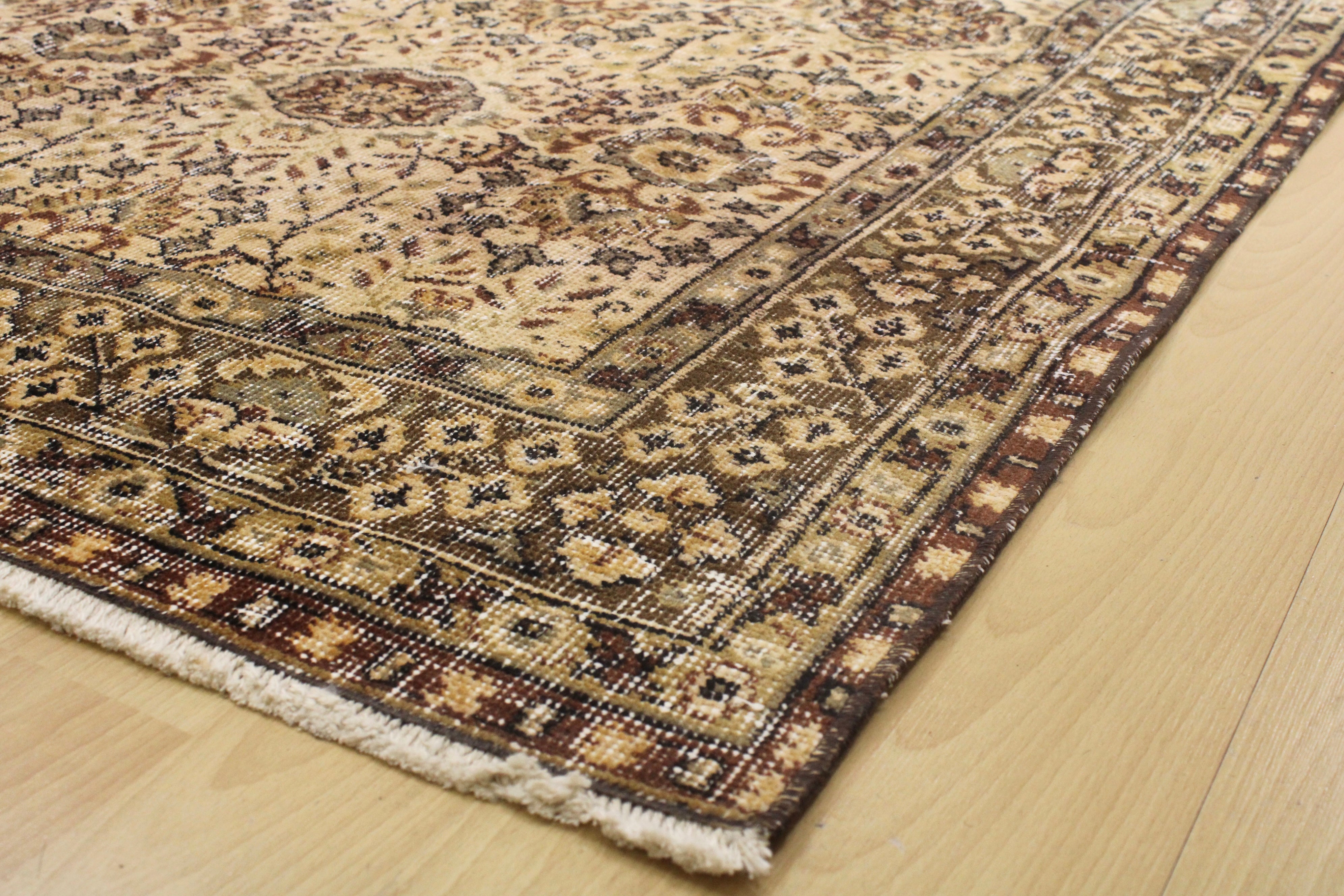 Turkish Vintage Hand-Knotted Wool Rug
