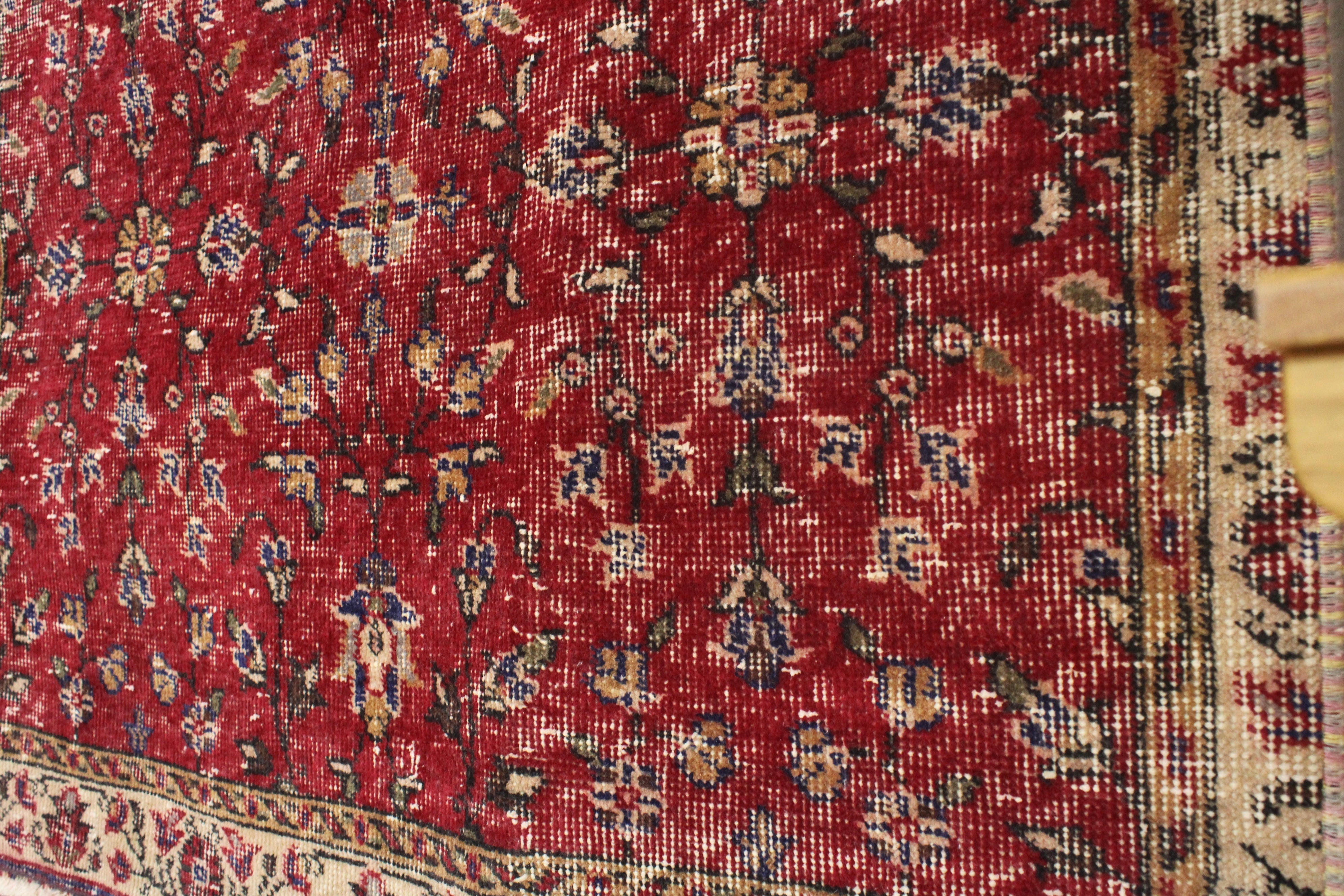 Turkish Vintage Hand-Knotted Wool Rug