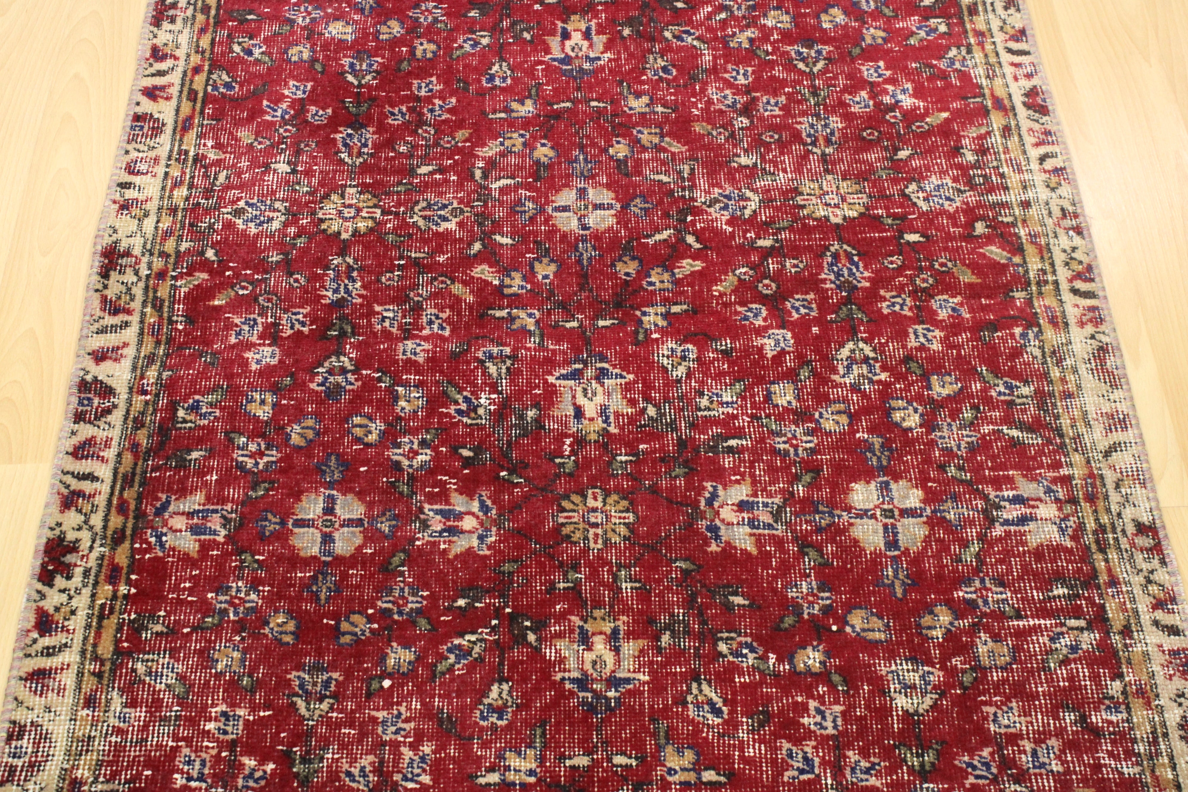 Turkish Vintage Hand-Knotted Wool Rug