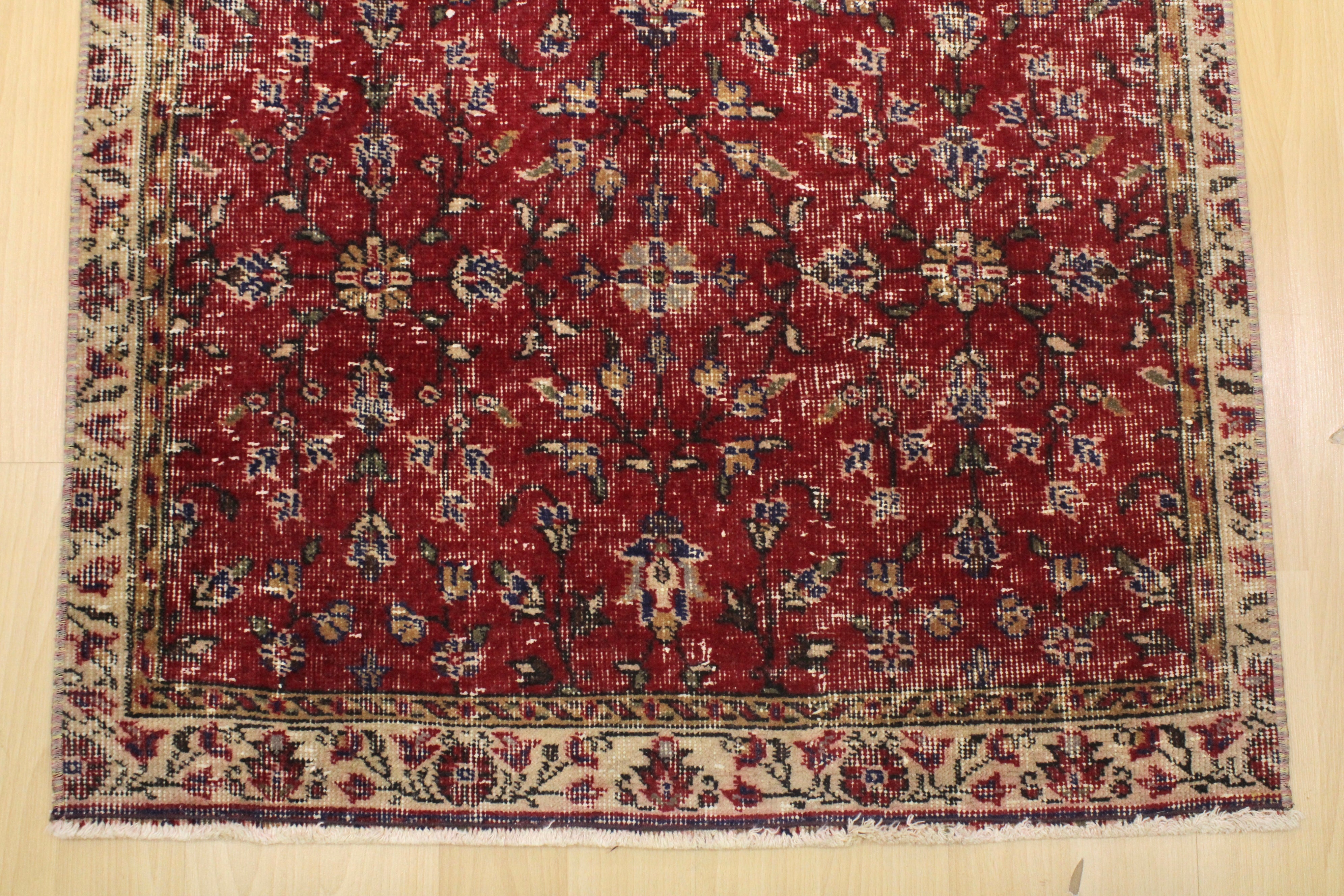 Turkish Vintage Hand-Knotted Wool Rug