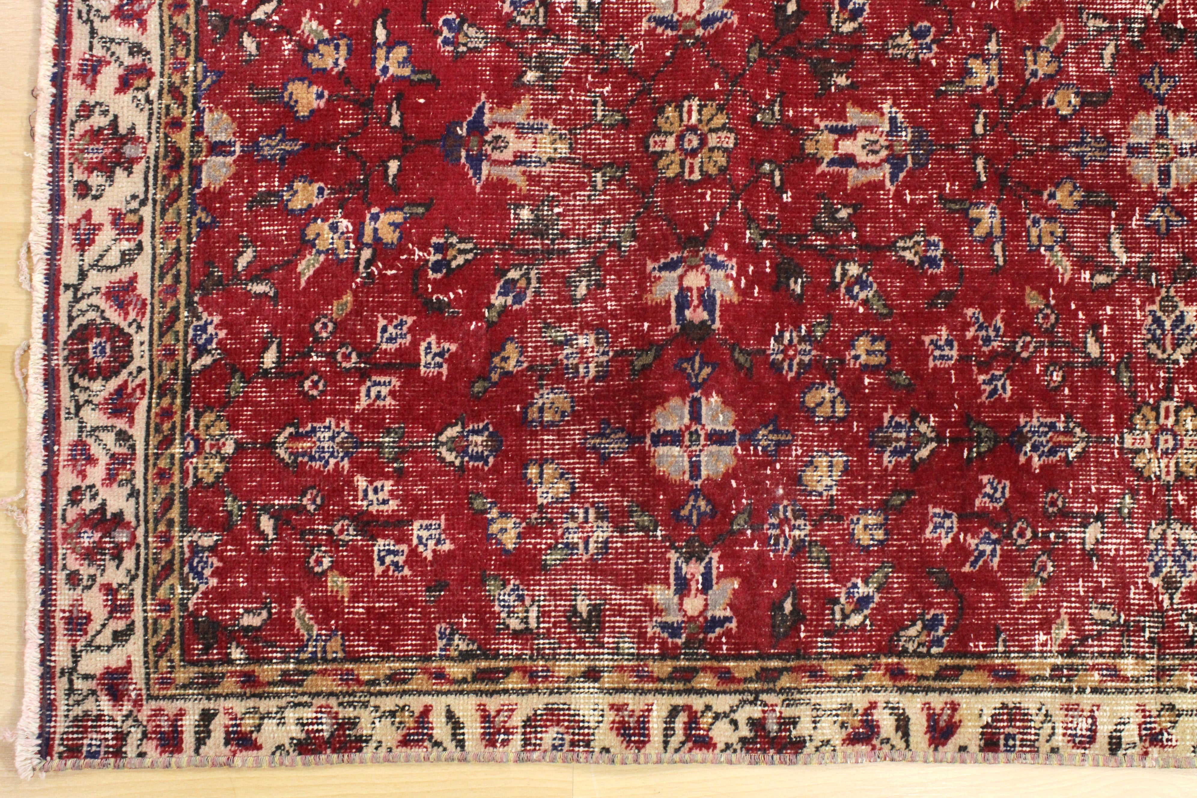 Turkish Vintage Hand-Knotted Wool Rug