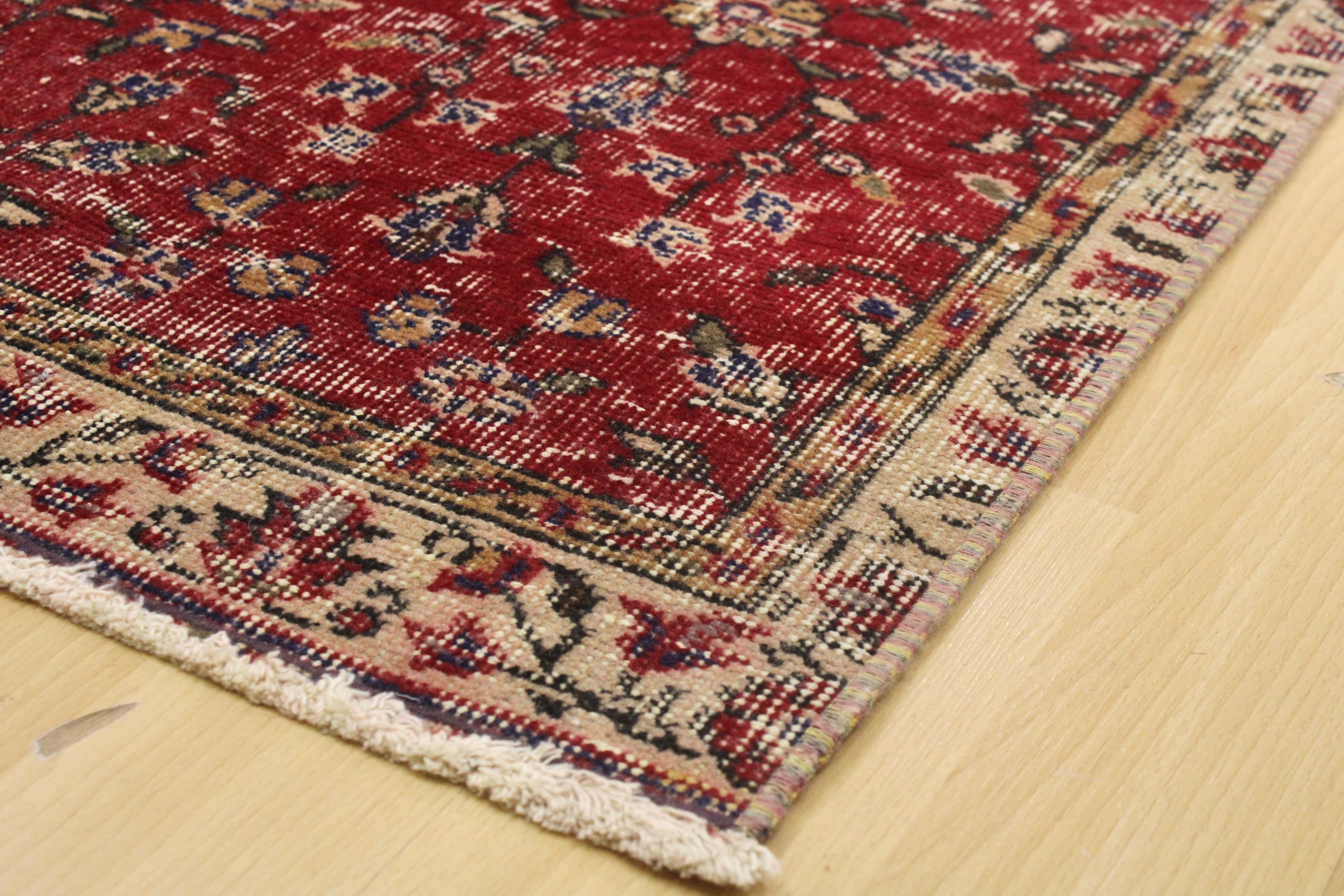 Turkish Vintage Hand-Knotted Wool Rug