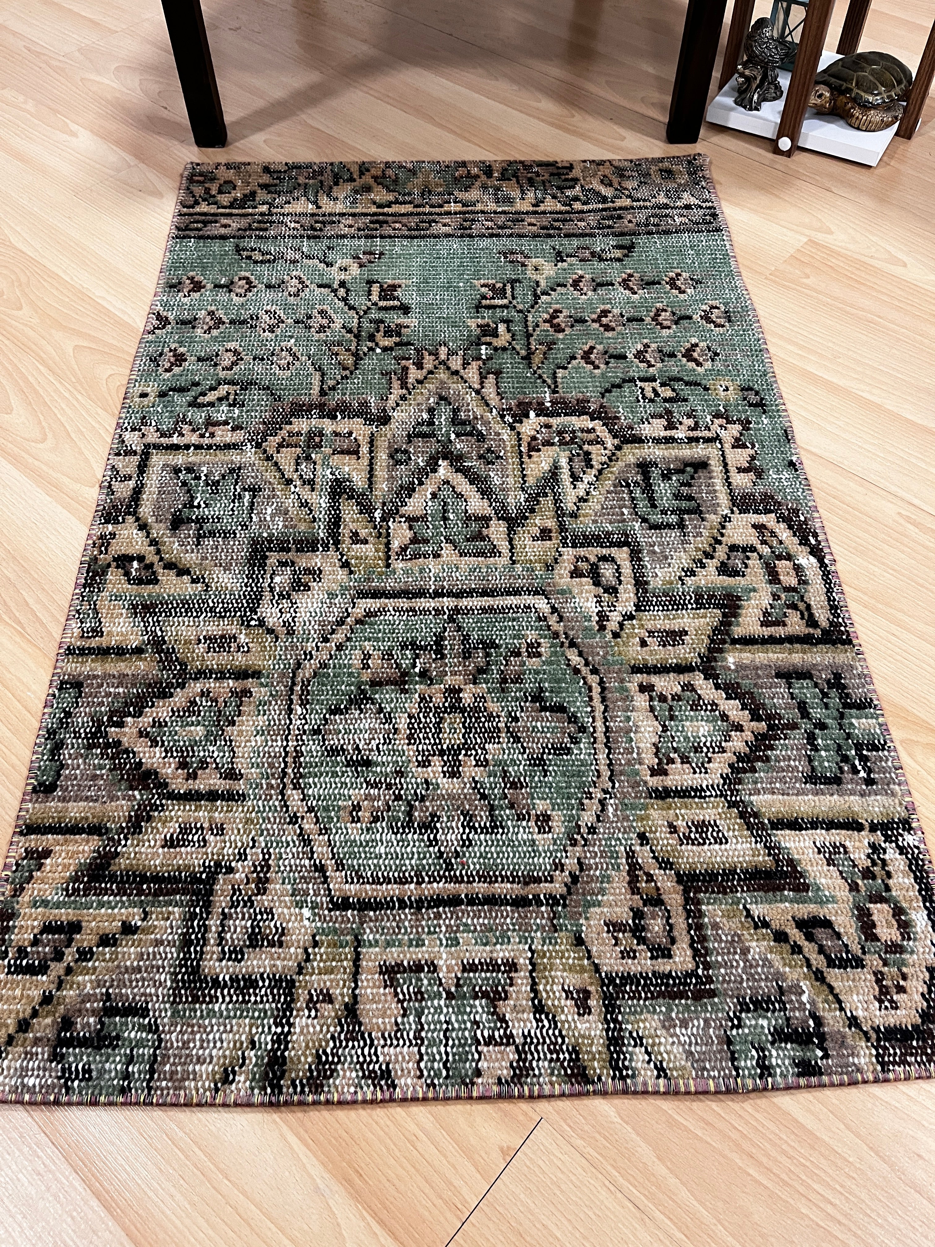 Turkish Vintage Hand-Knotted Wool Rug