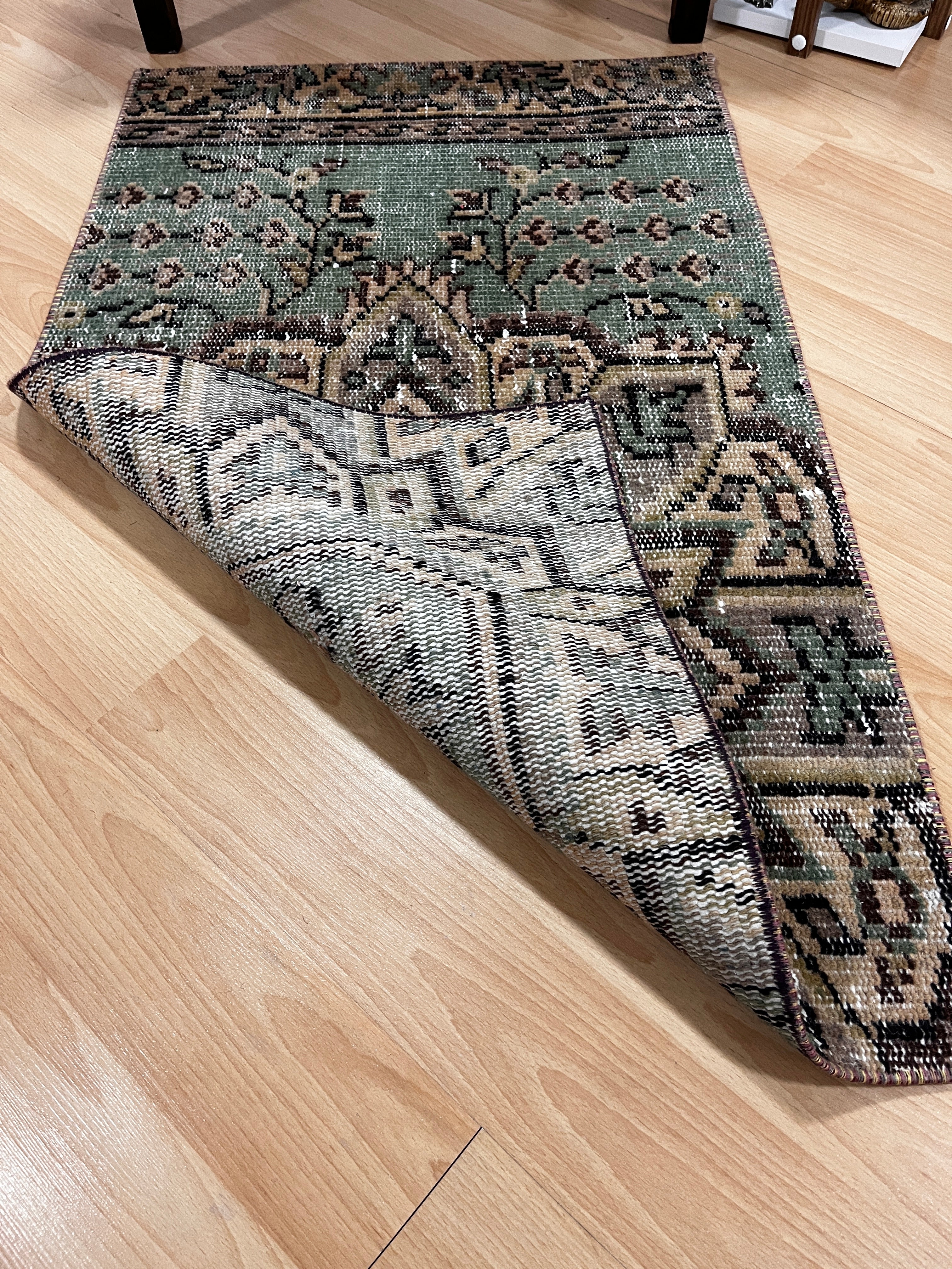 Turkish Vintage Hand-Knotted Wool Rug