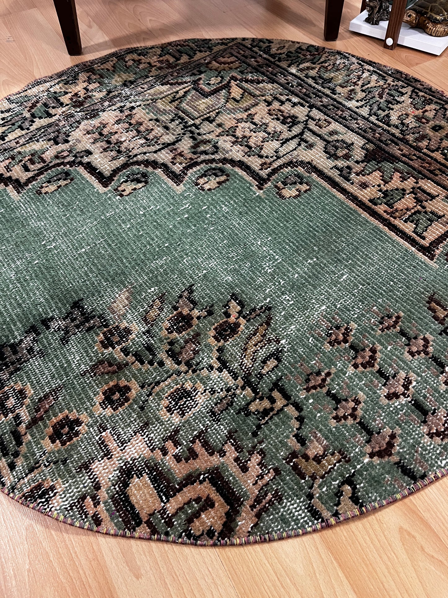 Hand-Knotted Turkish Round Rug (3'3" Diameter)