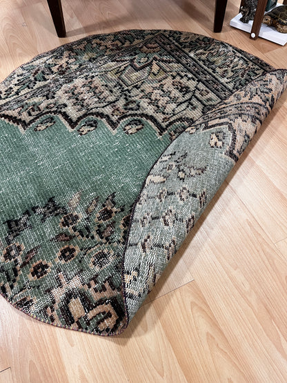 Hand-Knotted Turkish Round Rug (3'3" Diameter)