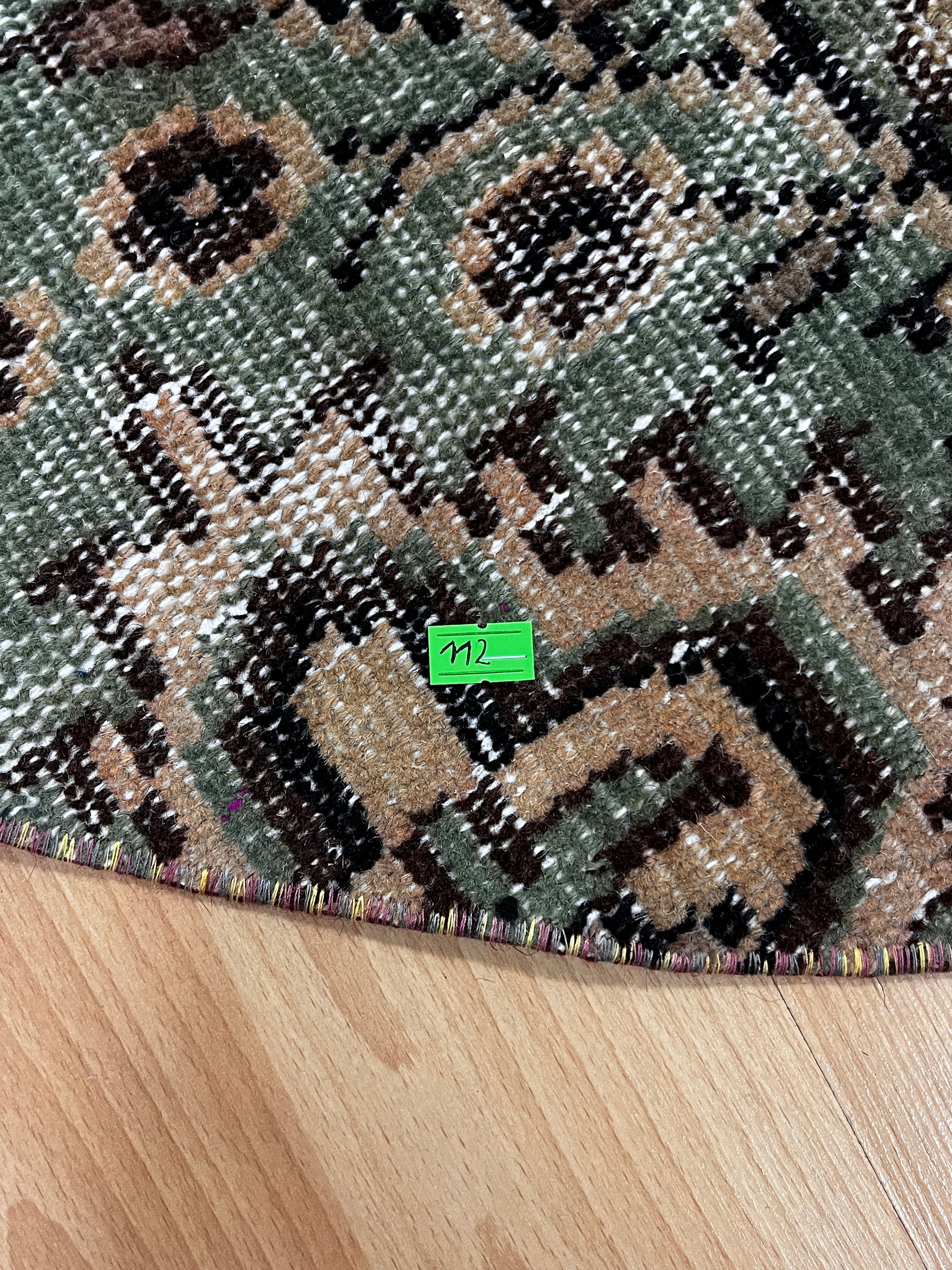 El Dokuma Anadolu Kök Boya Yuvarlak Yün Halı