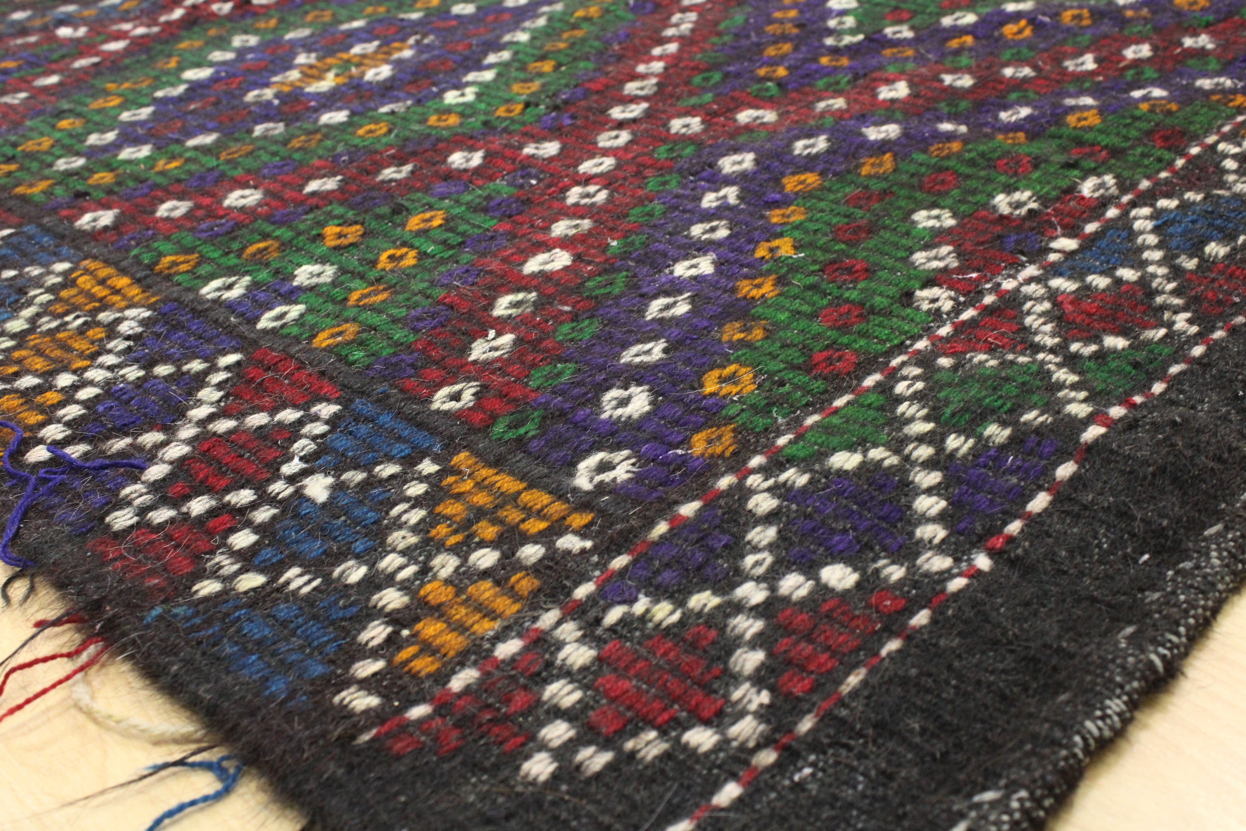 El Dokuma Anadolu Kök Boya Yün Kilim