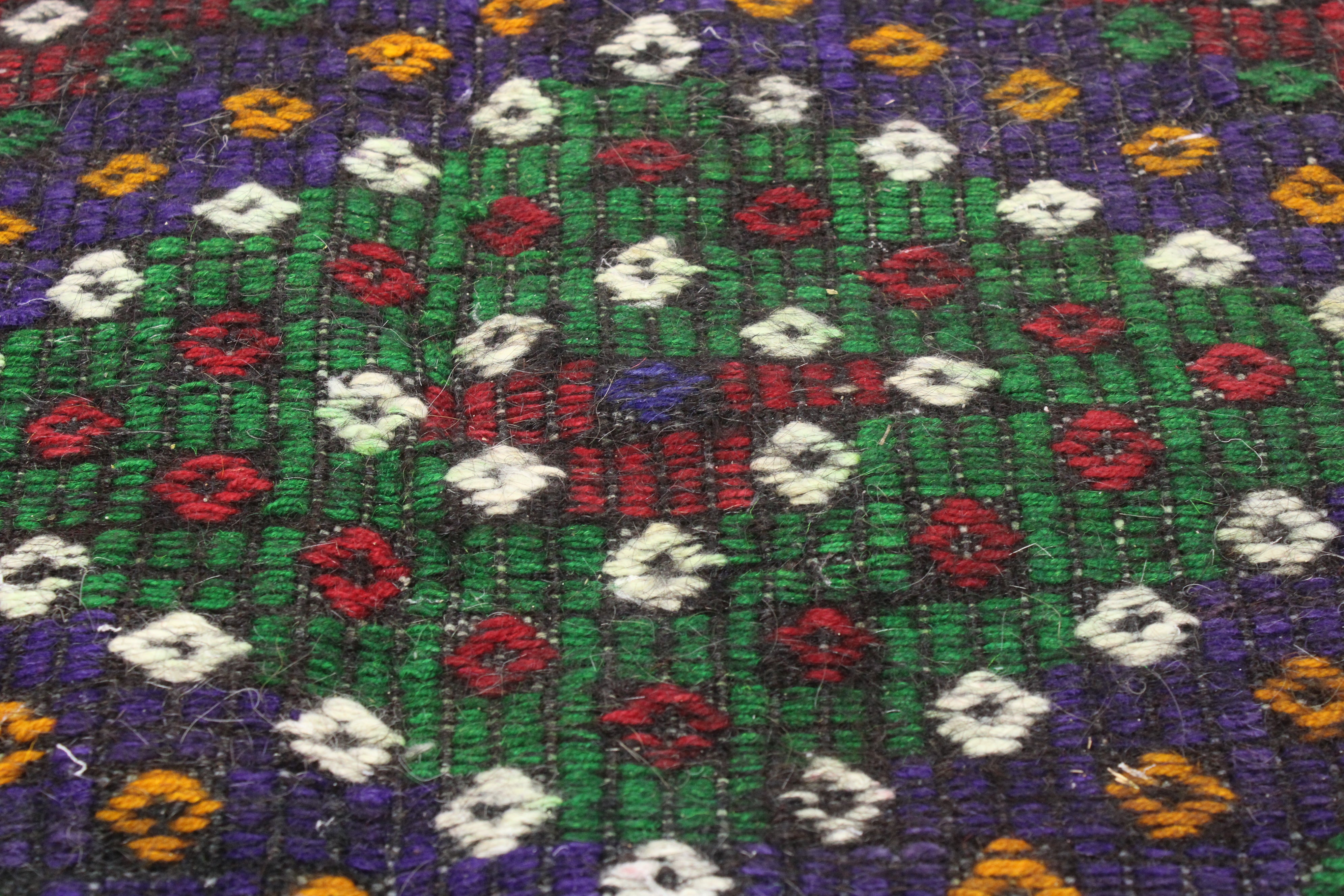 El Dokuma Anadolu Kök Boya Yün Kilim