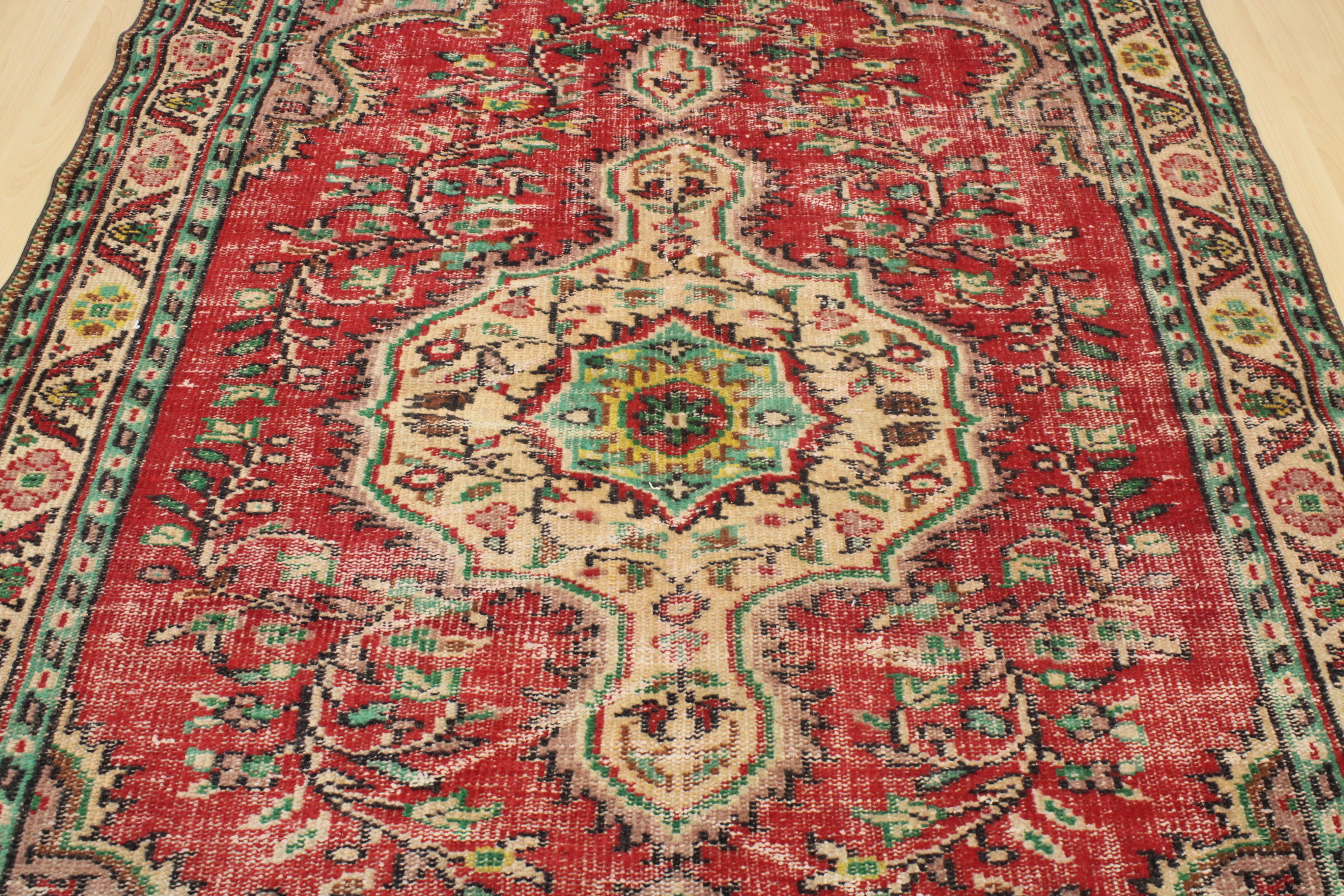 Turkish Vintage Hand-Knotted Wool Rug