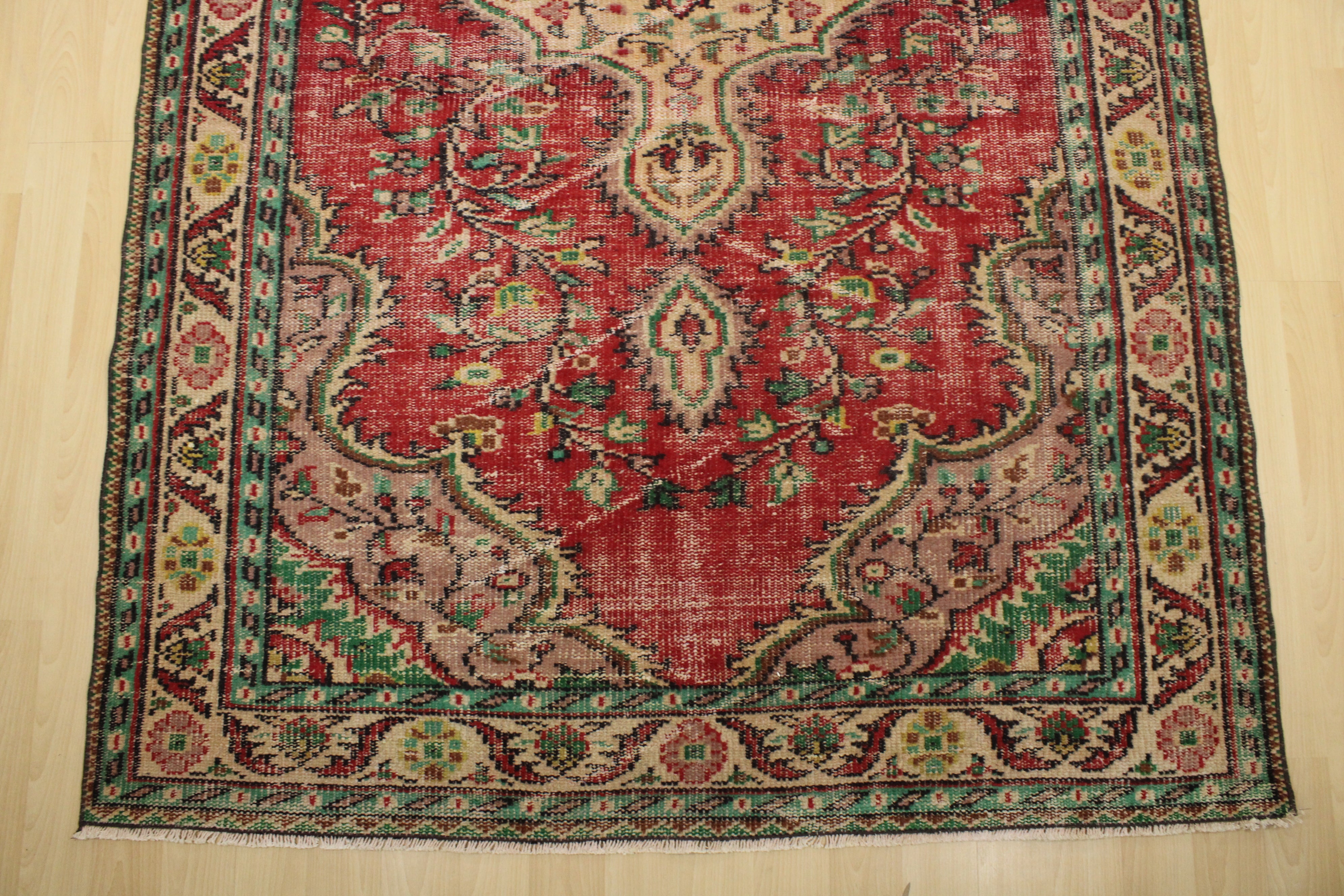 Turkish Vintage Hand-Knotted Wool Rug