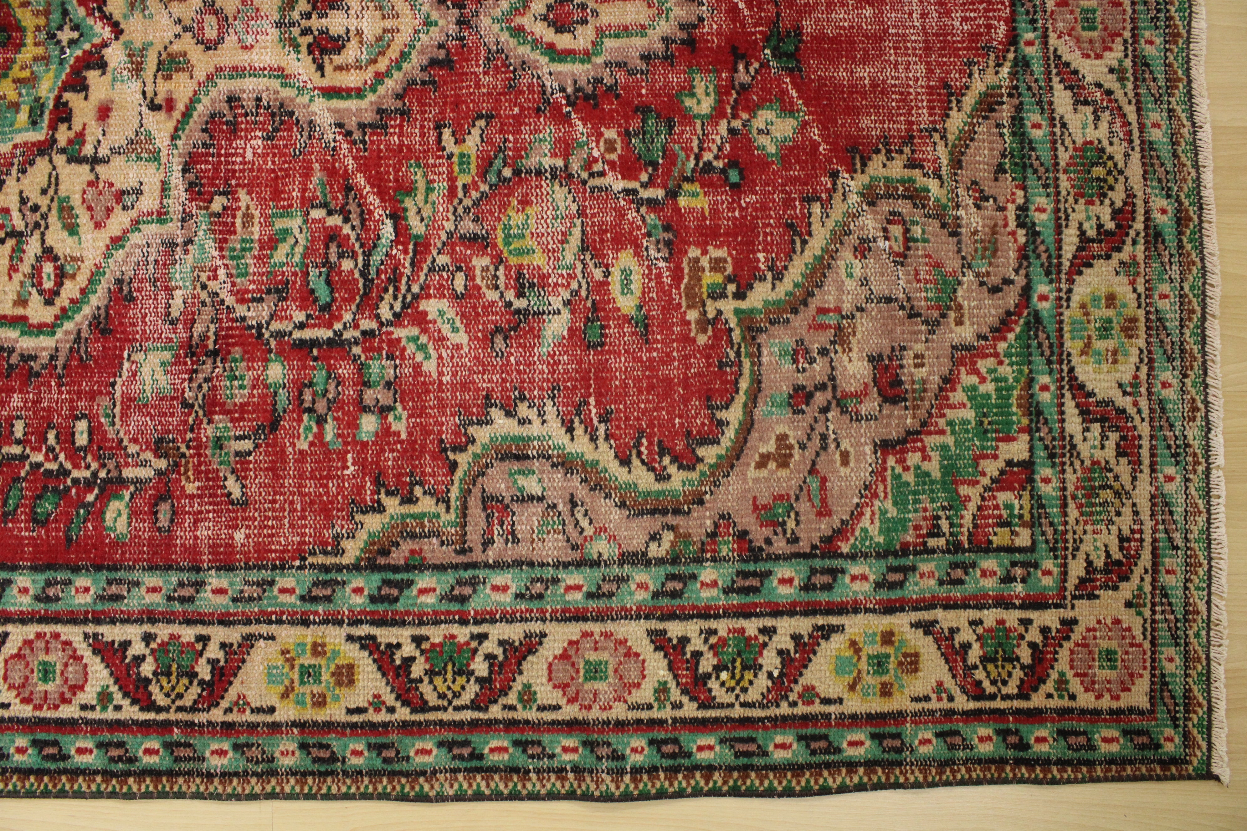 Turkish Vintage Hand-Knotted Wool Rug