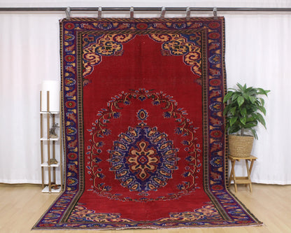 Hand-Knotted Vintage Turkish Rug (6'7" x 11'1")