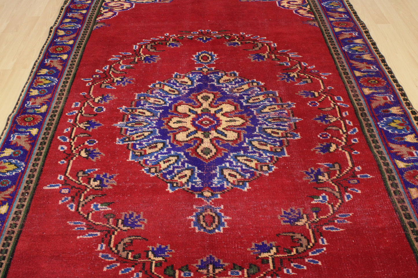 Hand-Knotted Vintage Turkish Rug (6'7" x 11'1")