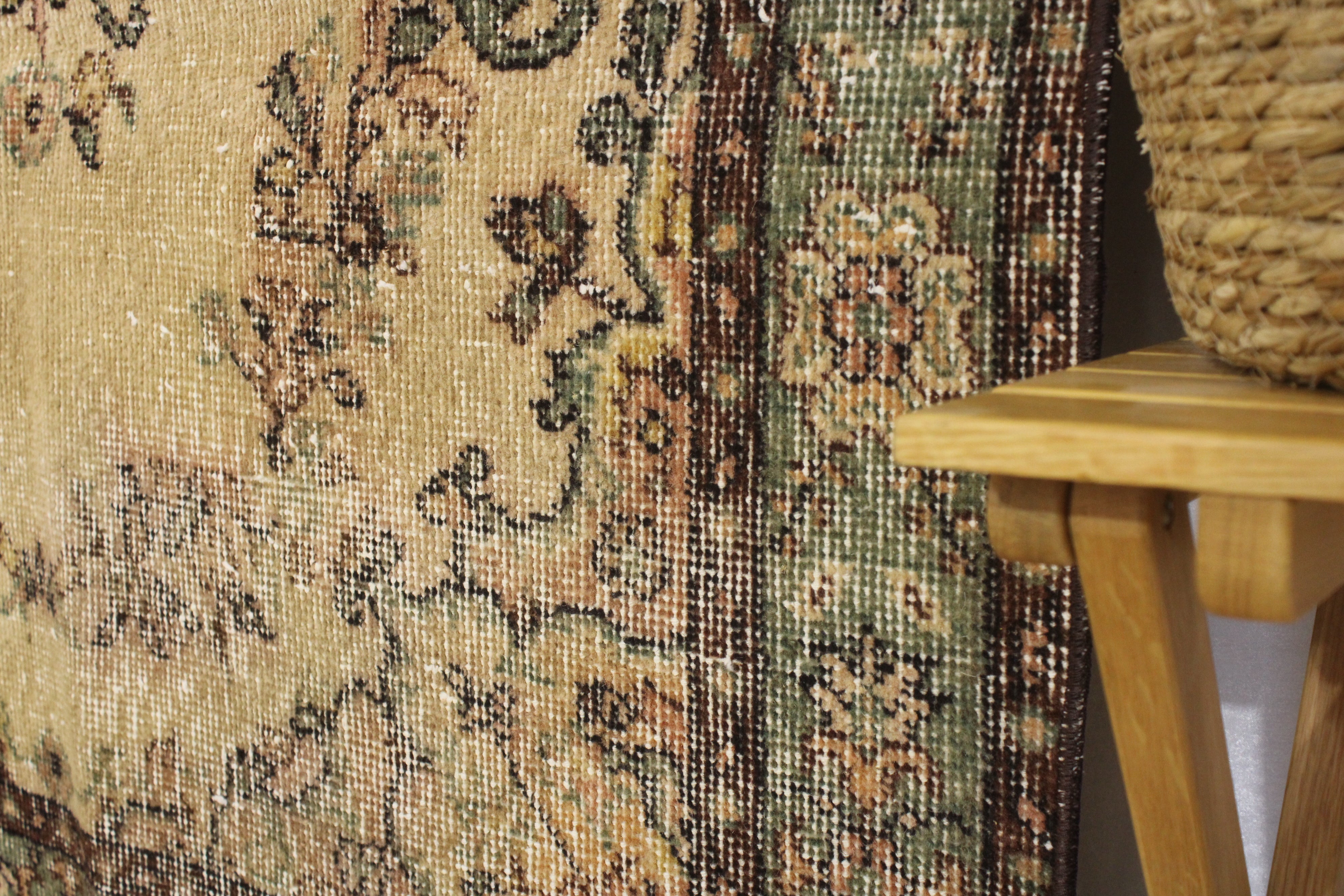 Turkish Vintage Hand-Knotted Wool Rug