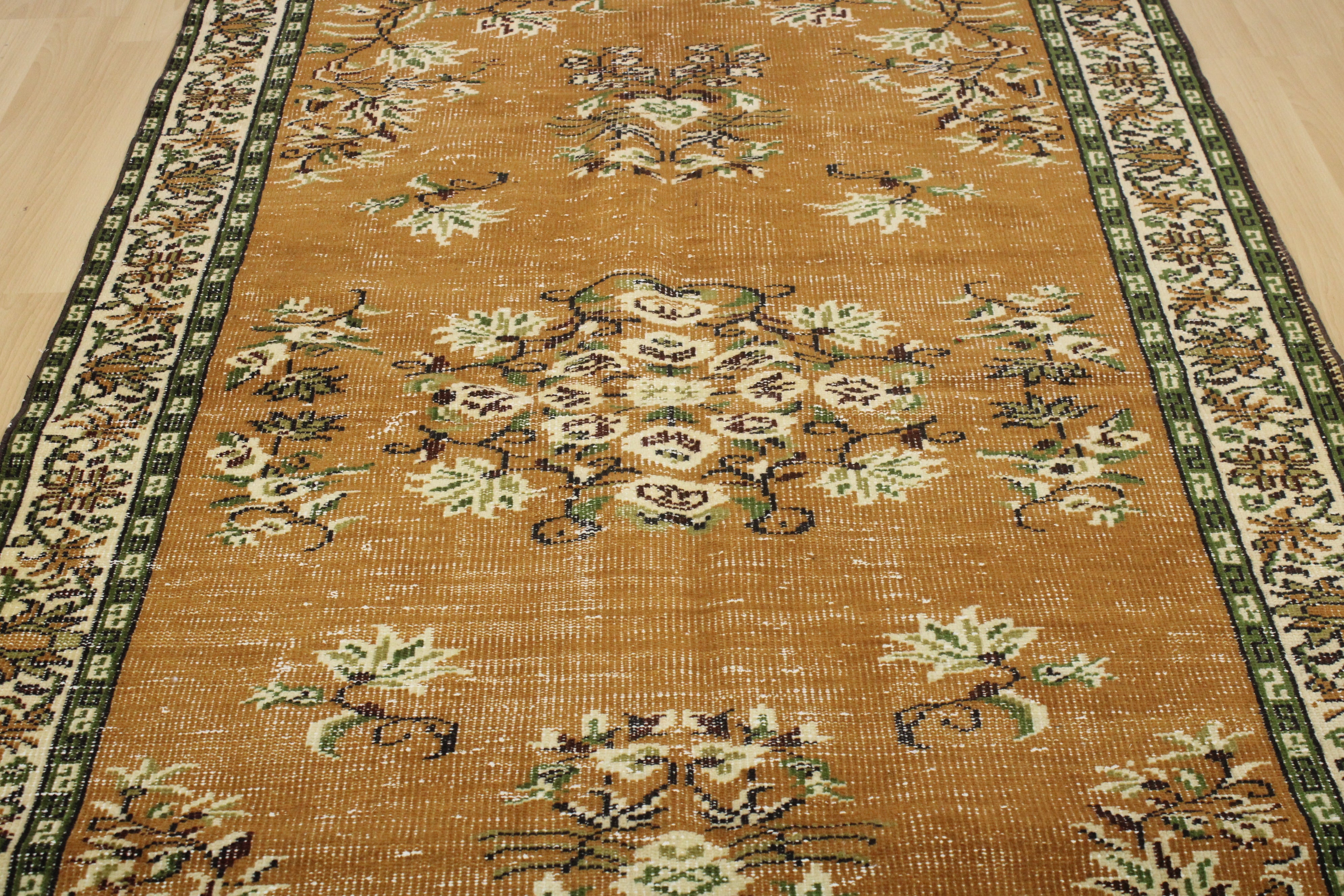 Turkish Vintage Hand-Knotted Wool Rug