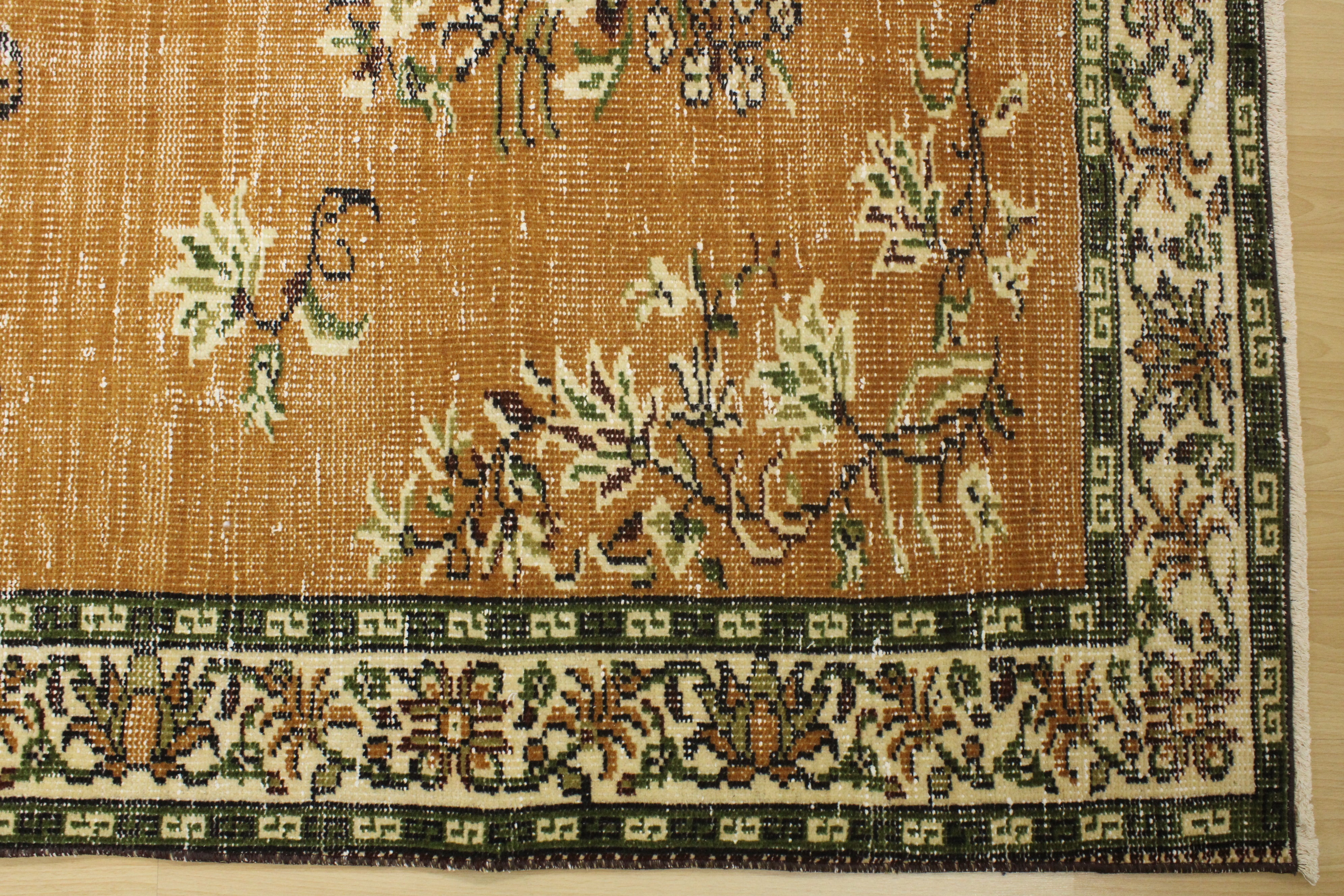 Turkish Vintage Hand-Knotted Wool Rug
