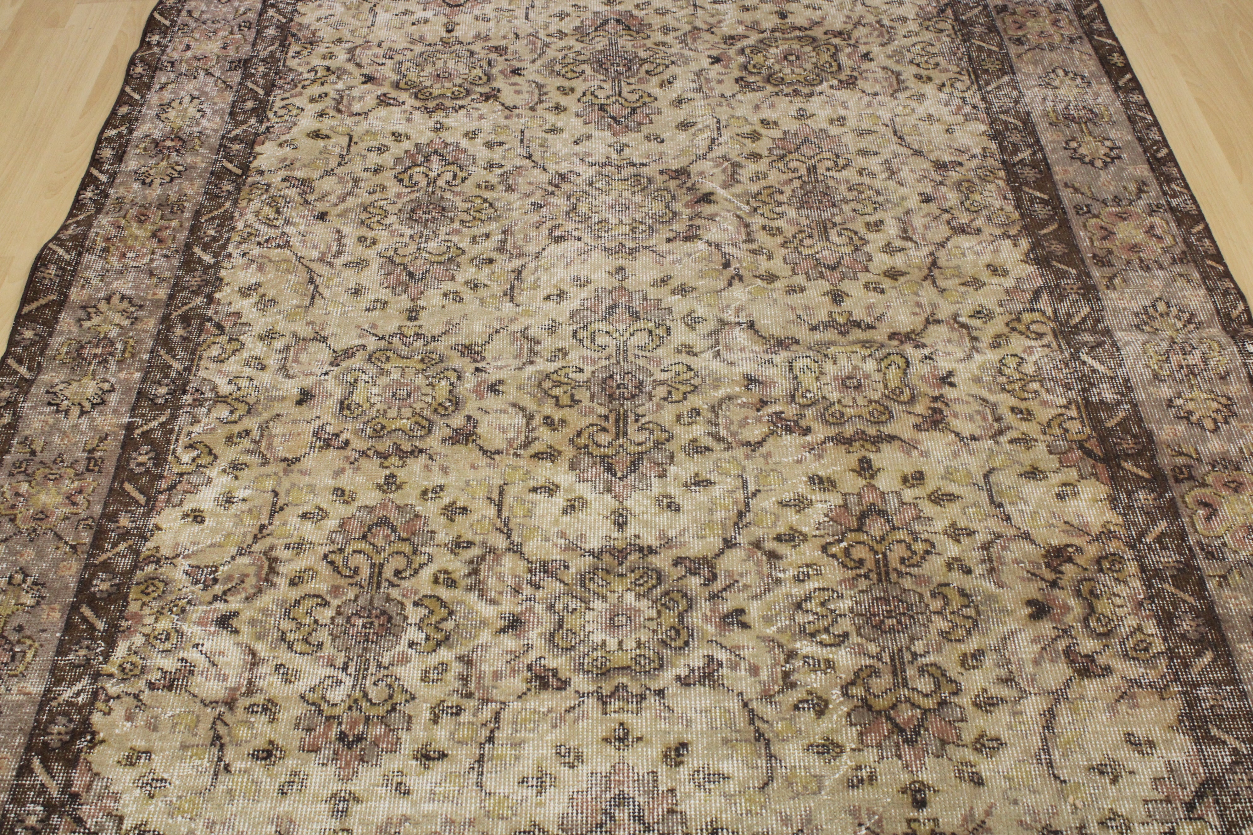 Turkish Vintage Hand-Knotted Wool Rug