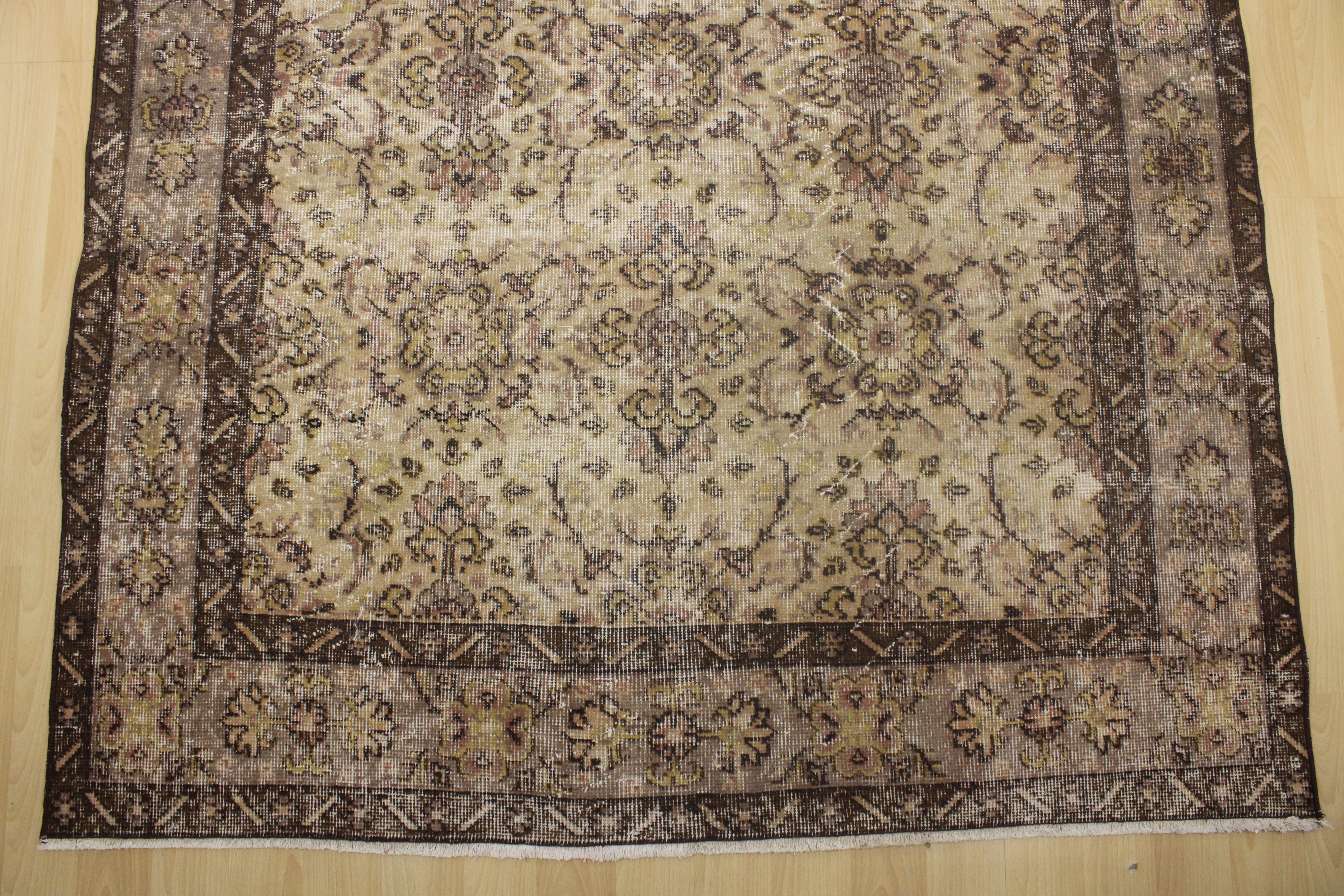 Turkish Vintage Hand-Knotted Wool Rug