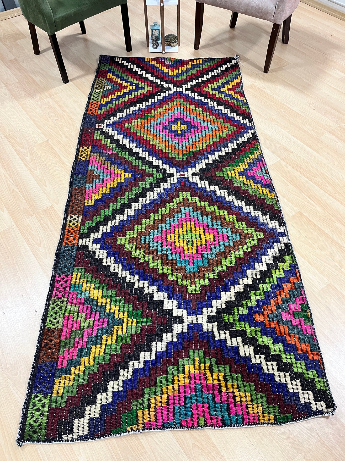 Handwoven Turkish Vintage Runner Kilim (3'6" x 7'9")