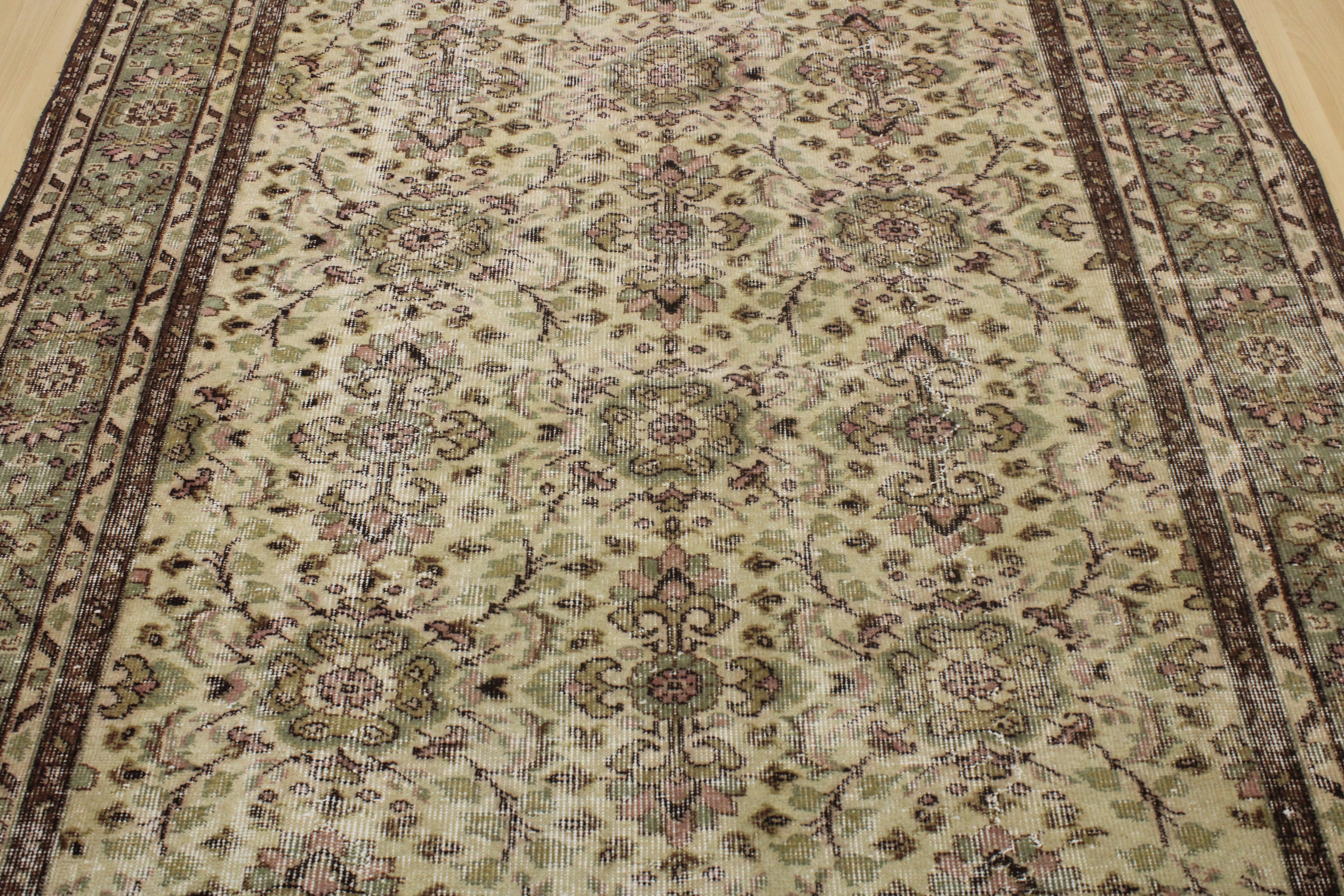 Turkish Vintage Hand-Knotted Wool Rug