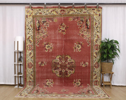 Hand-Knotted Vintage Turkish Rug (6'6" x 9'12")