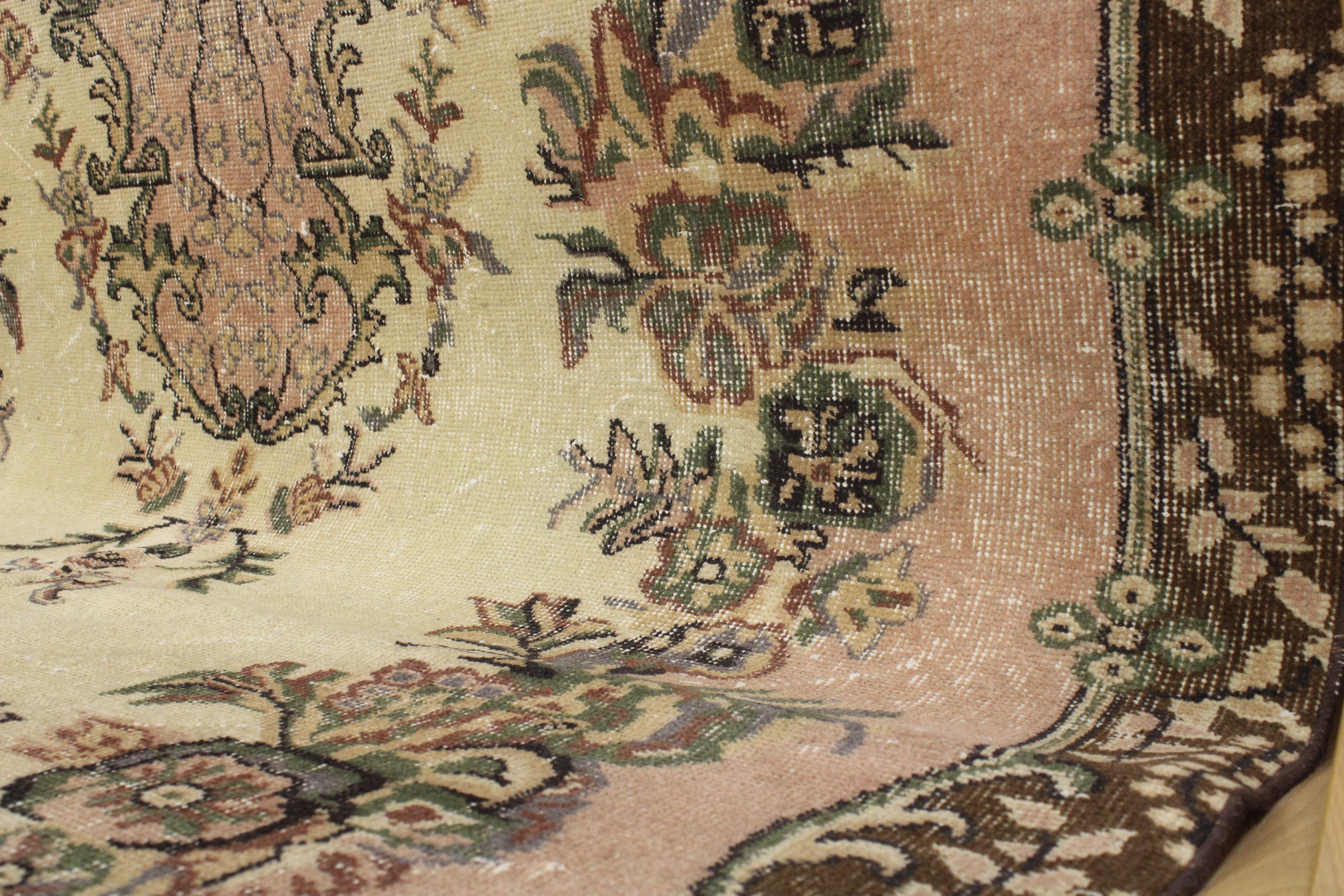 Turkish Vintage Hand-Knotted Wool Rug