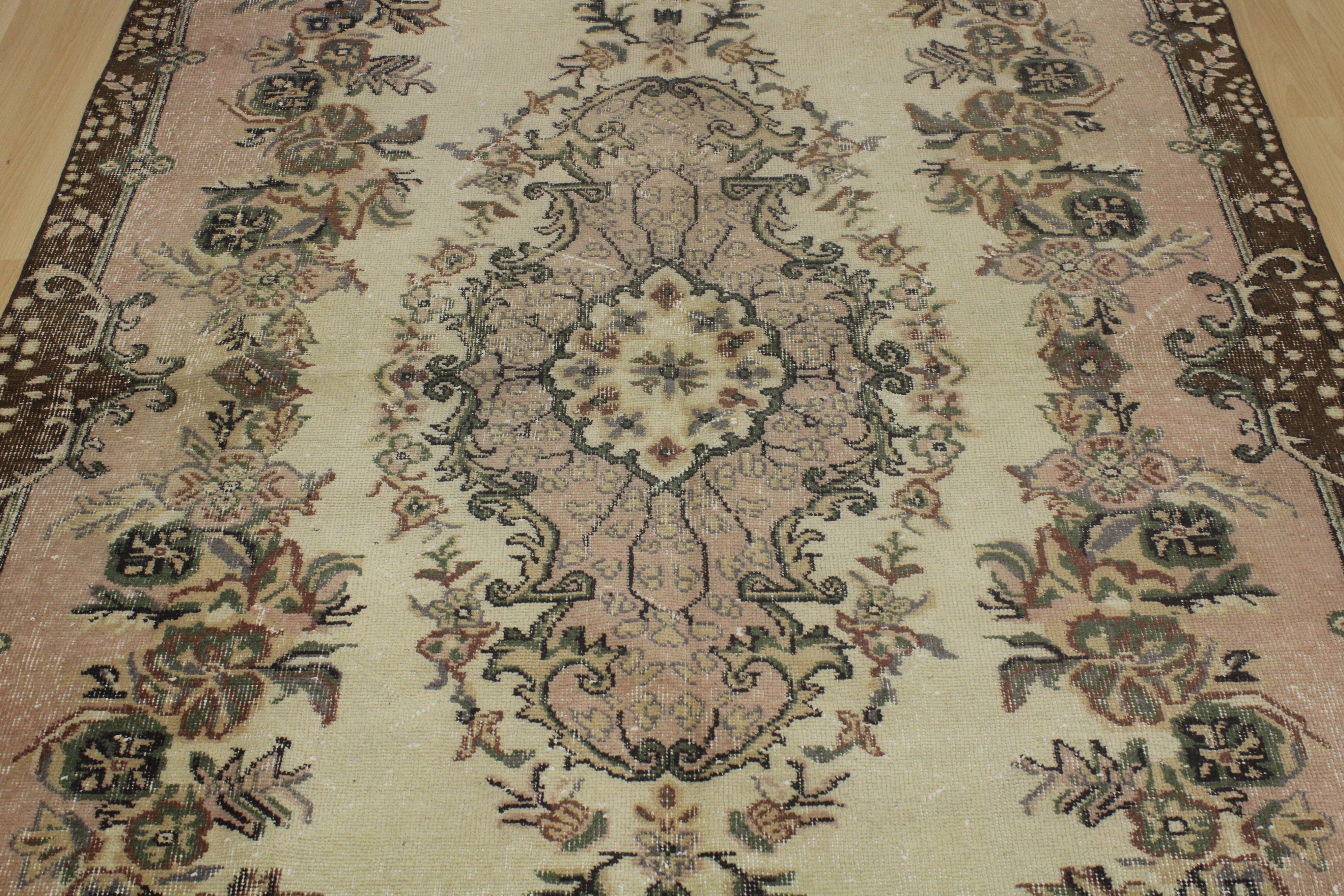 Turkish Vintage Hand-Knotted Wool Rug