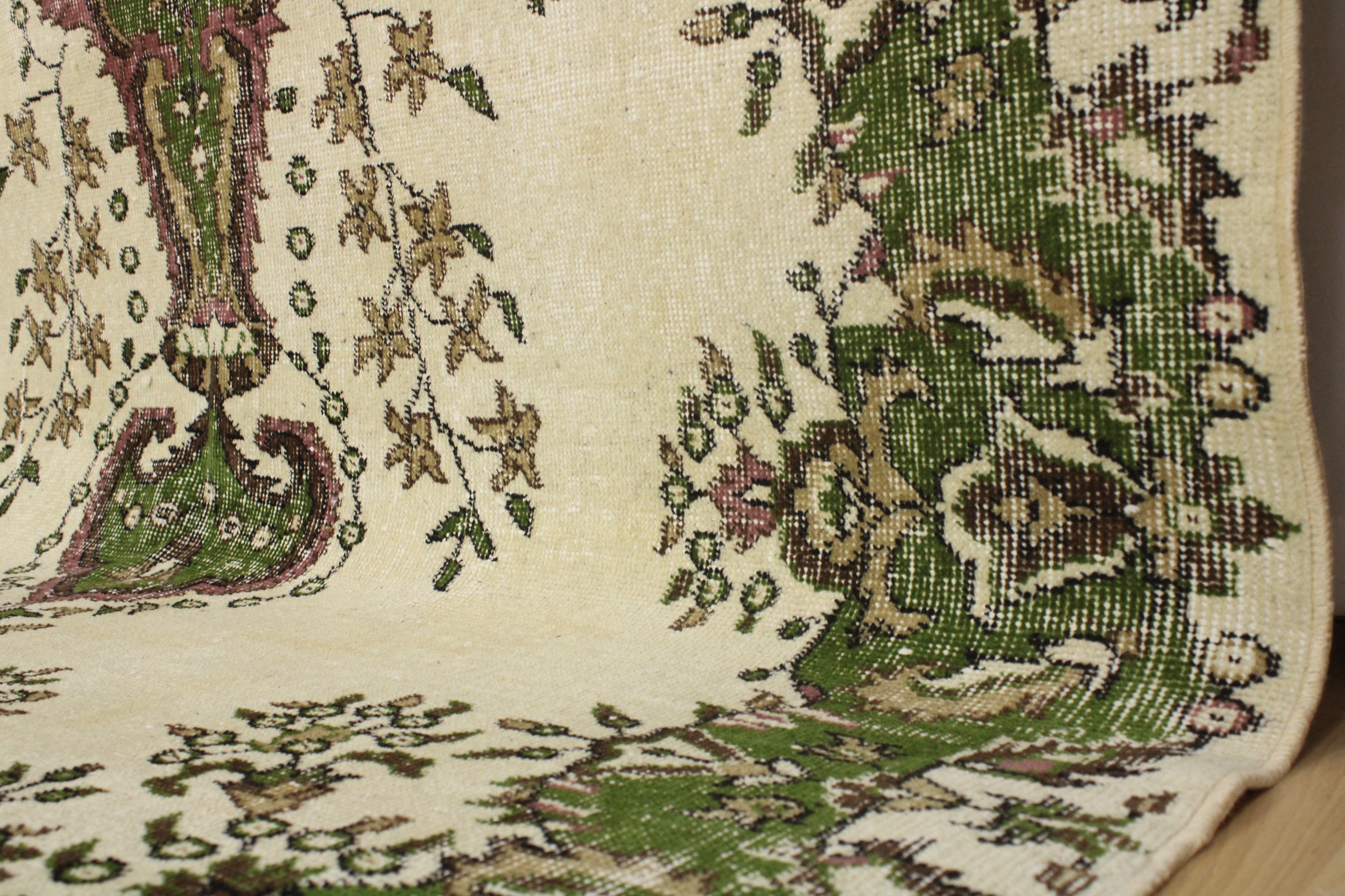 Turkish Vintage Hand-Knotted Wool Rug