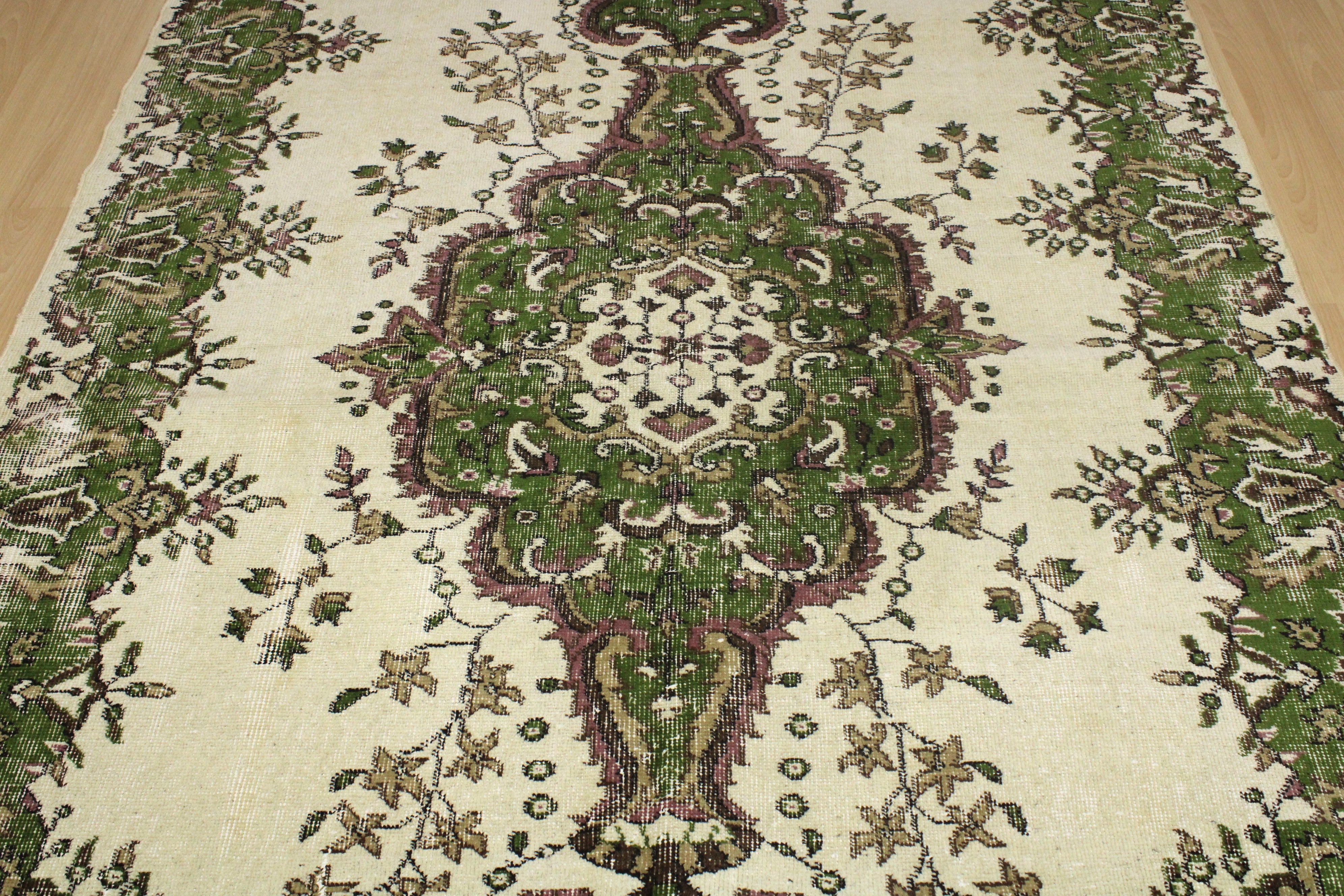 Turkish Vintage Hand-Knotted Wool Rug