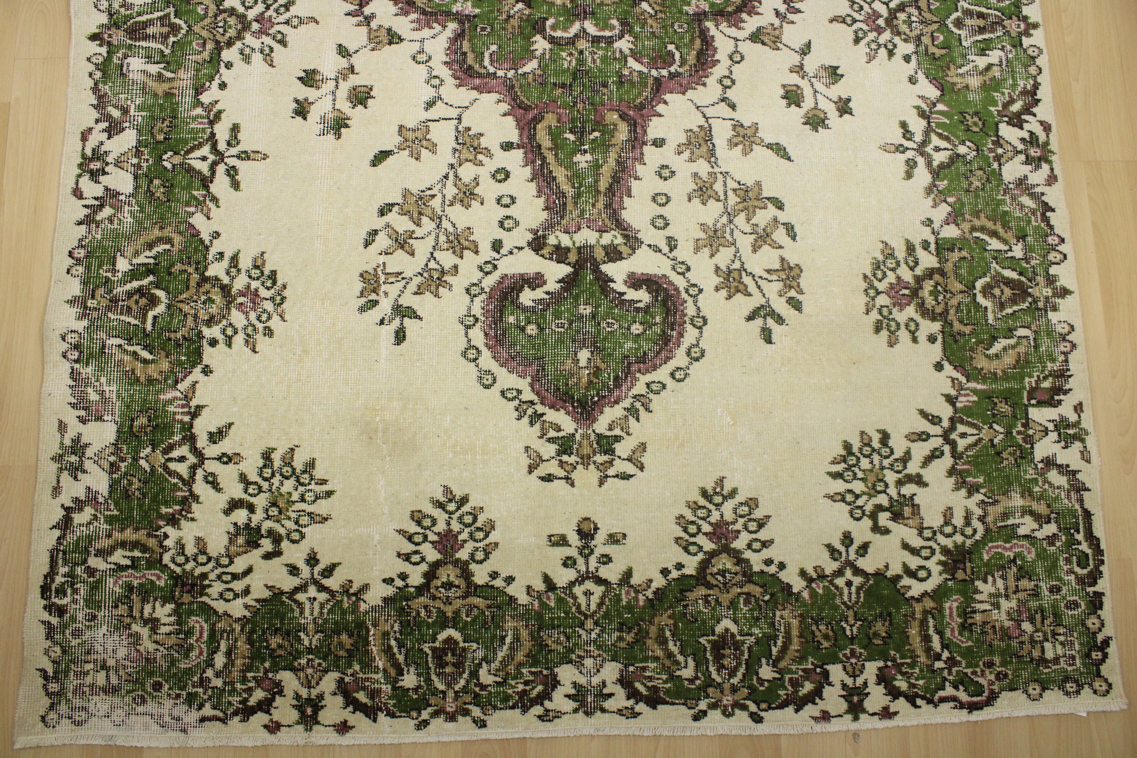 Turkish Vintage Hand-Knotted Wool Rug