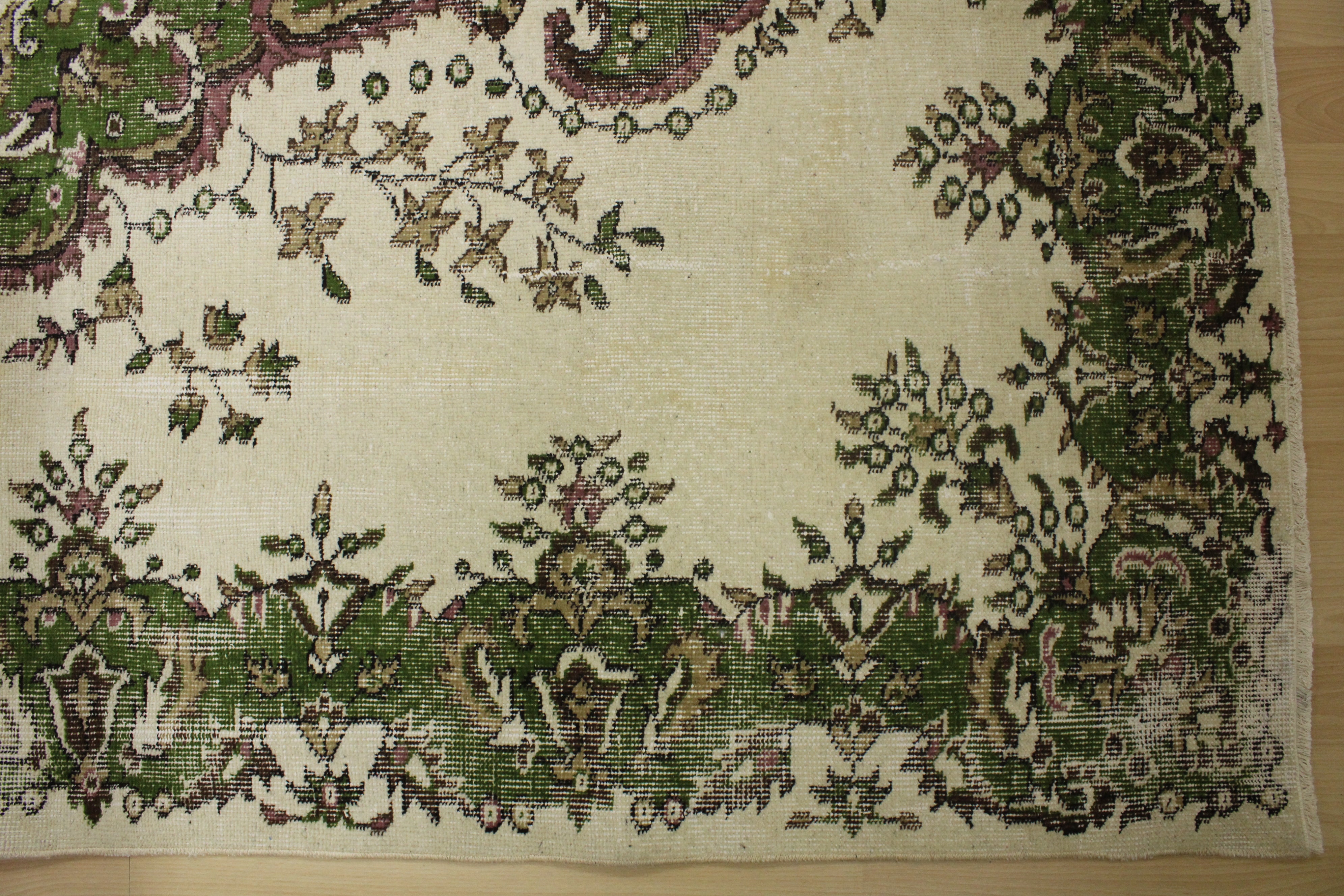 Turkish Vintage Hand-Knotted Wool Rug