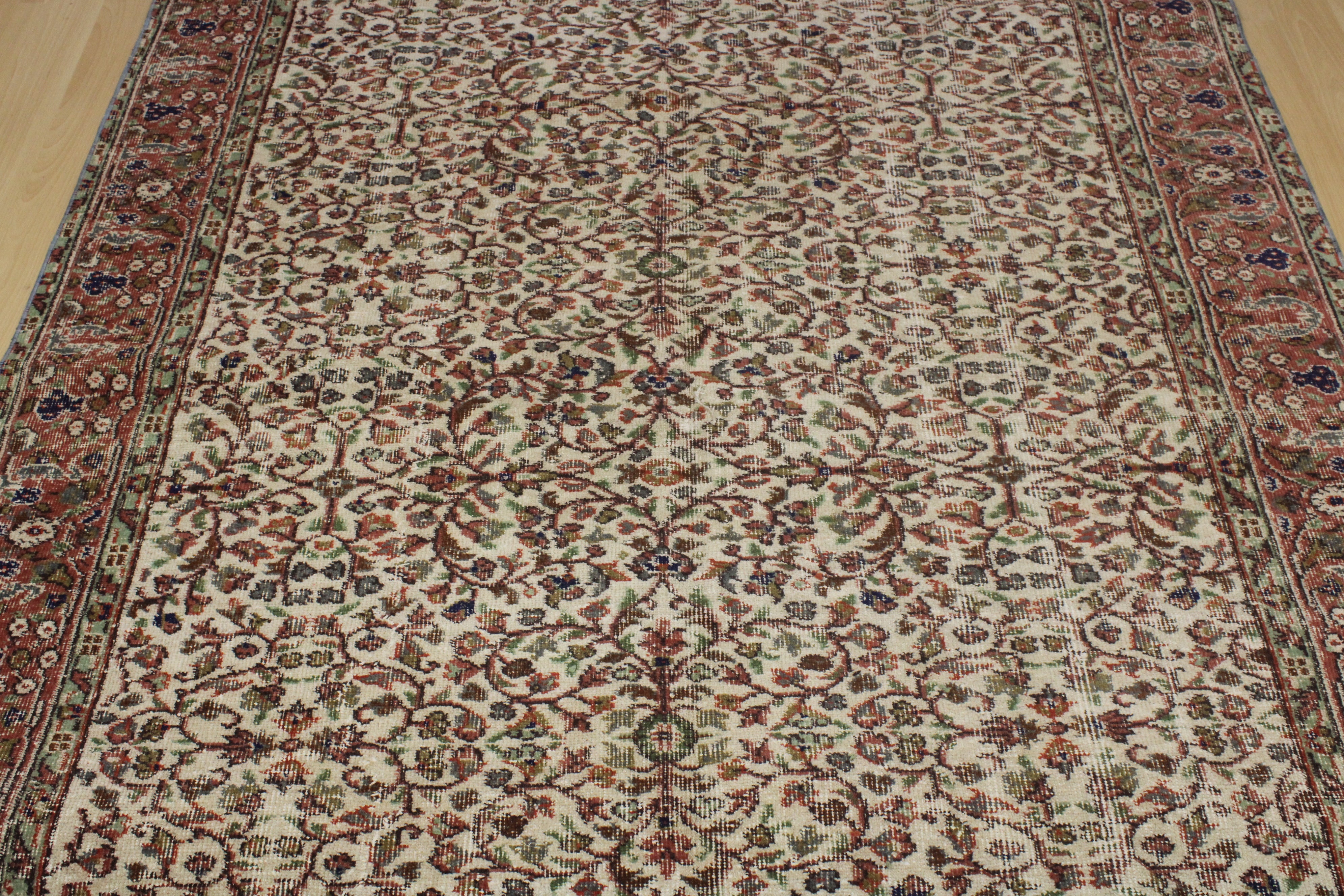 Turkish Vintage Hand-Knotted Wool Rug