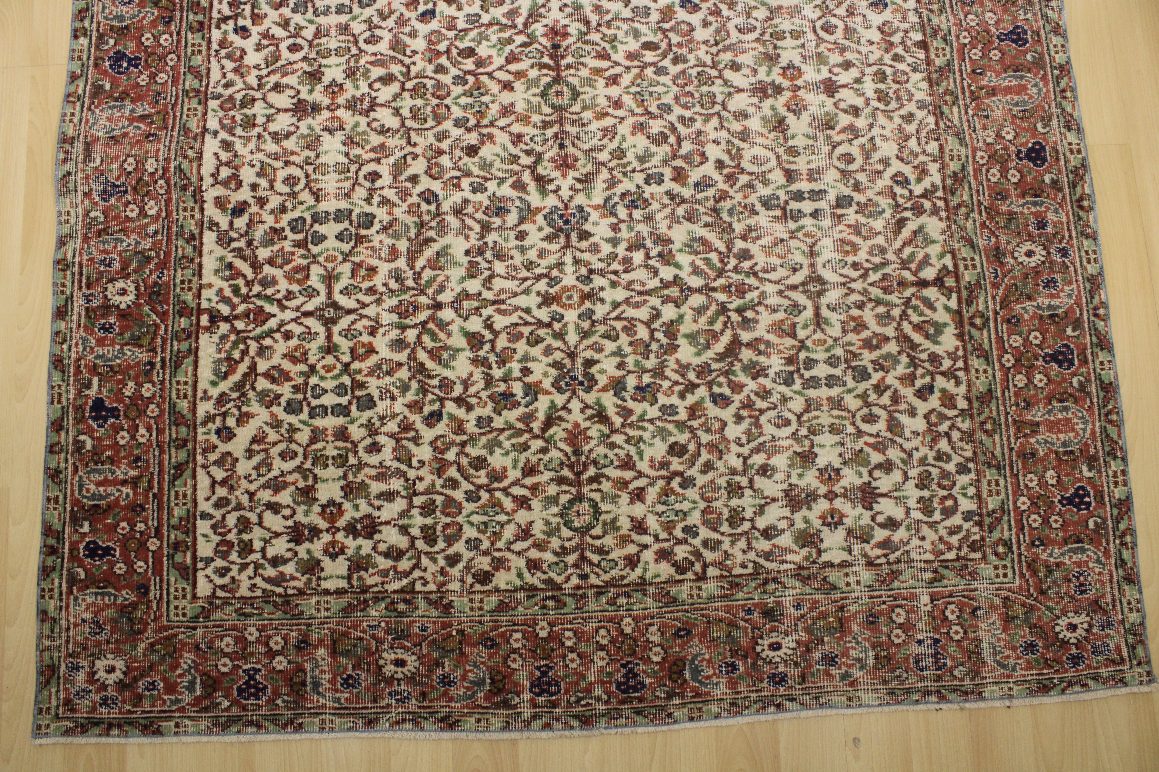 Turkish Vintage Hand-Knotted Wool Rug