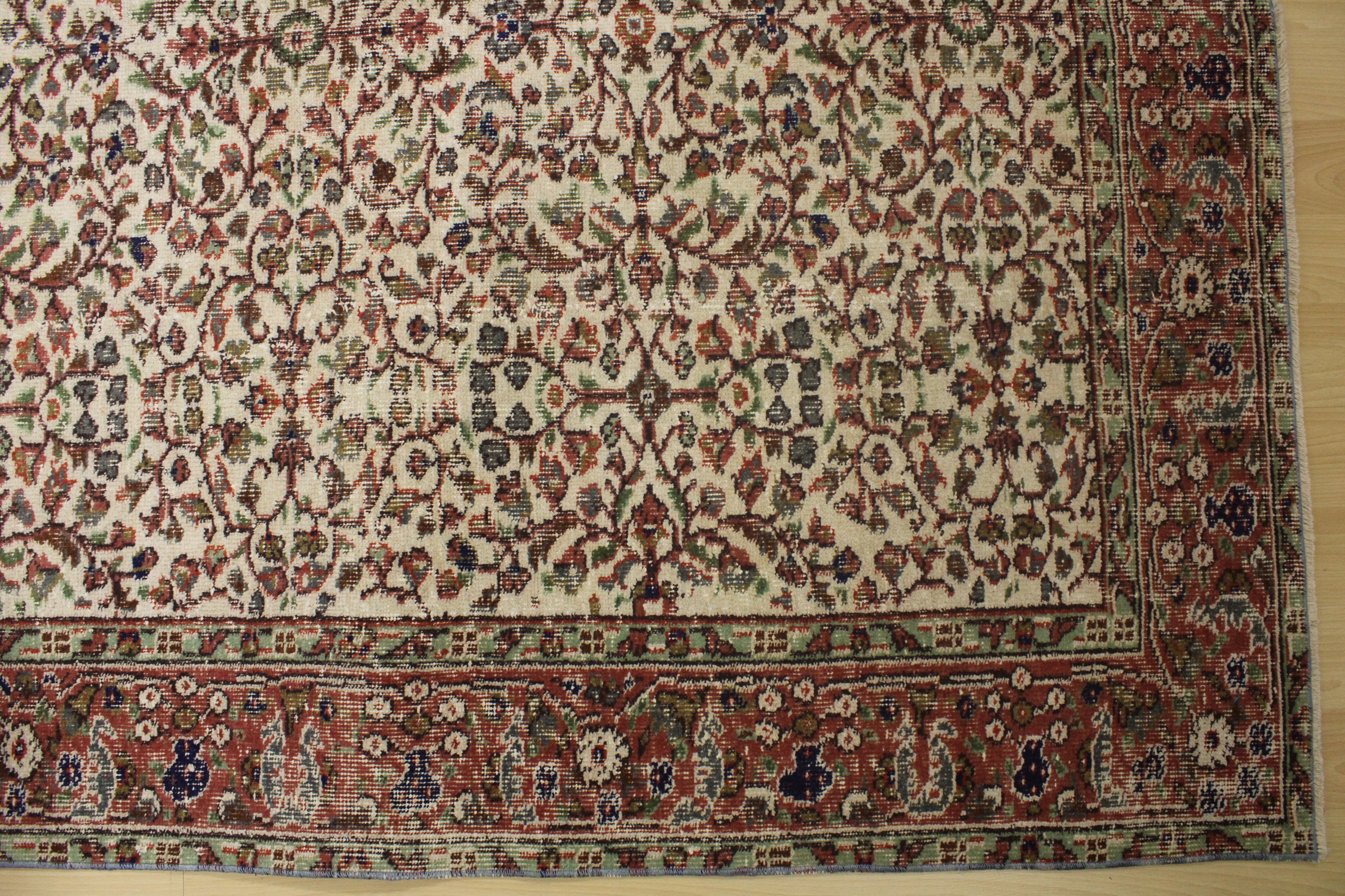 Turkish Vintage Hand-Knotted Wool Rug