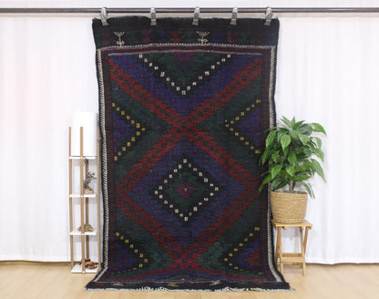 Handwoven Turkish Vintage Kilim (4'11" x 9'2")