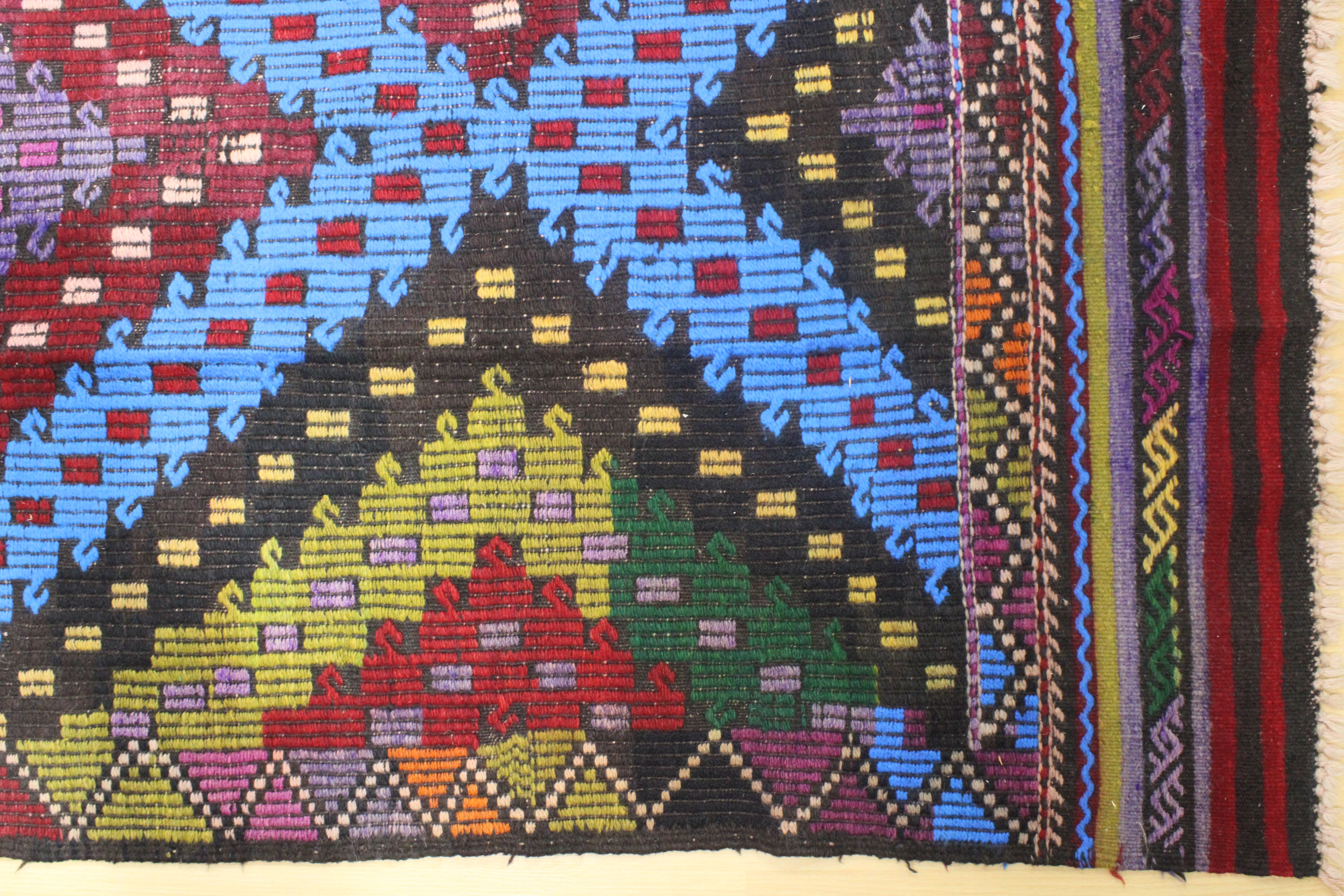 El Dokuma Anadolu Kök Boya Yün Kilim