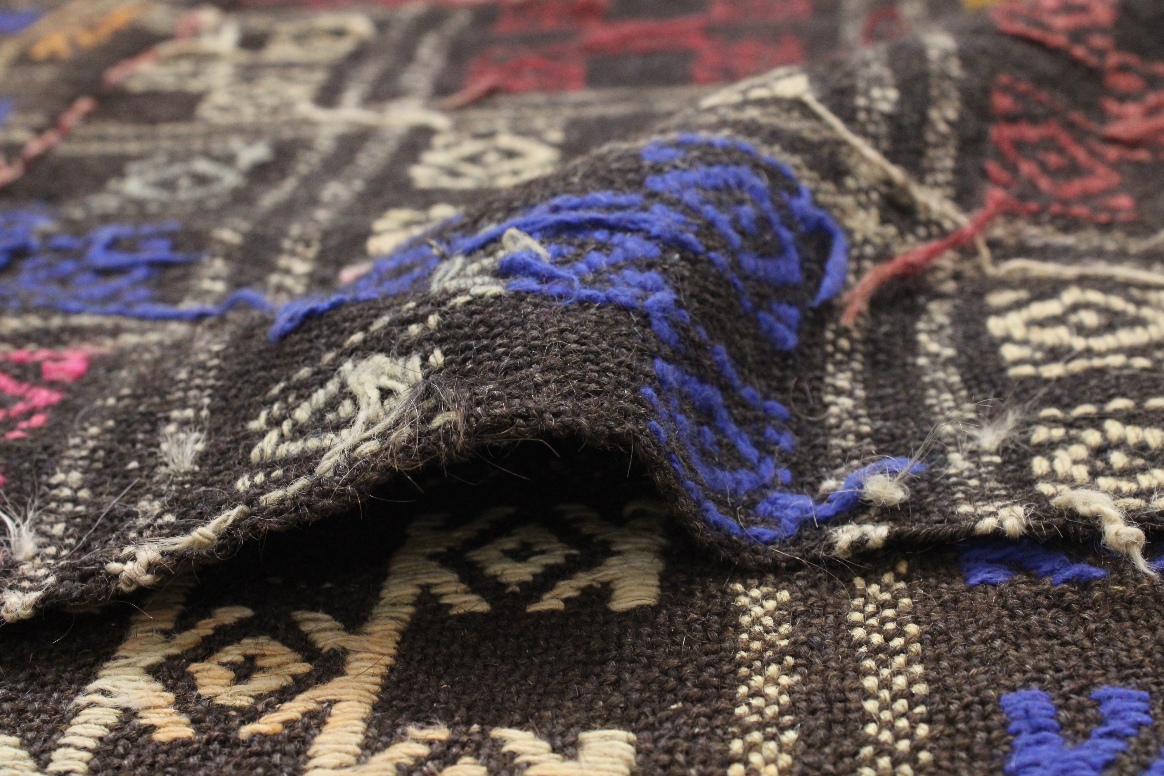 El Dokuma Anadolu Kök Boya Yün Kilim