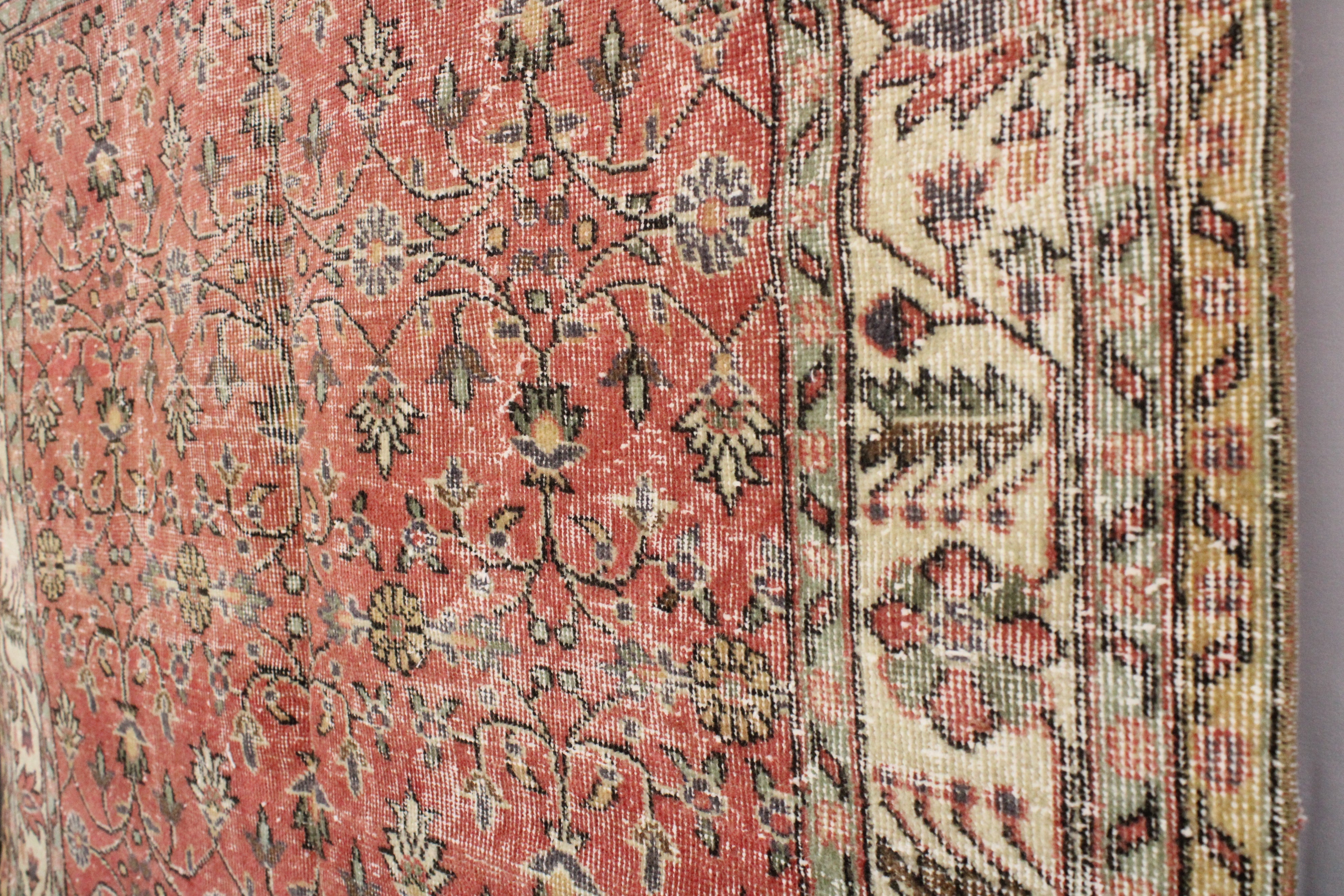 Turkish Vintage Hand-Knotted Wool Rug
