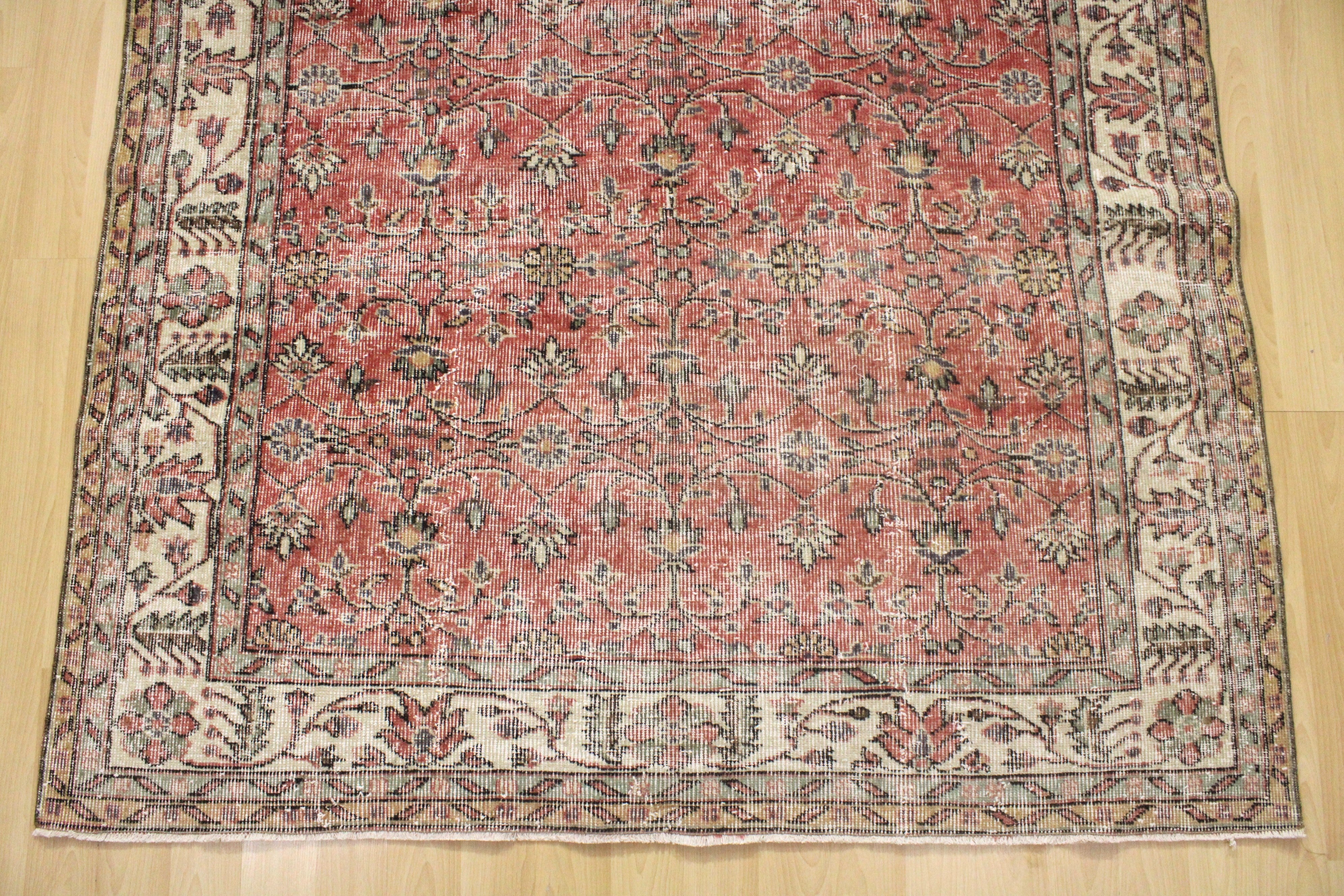 Turkish Vintage Hand-Knotted Wool Rug