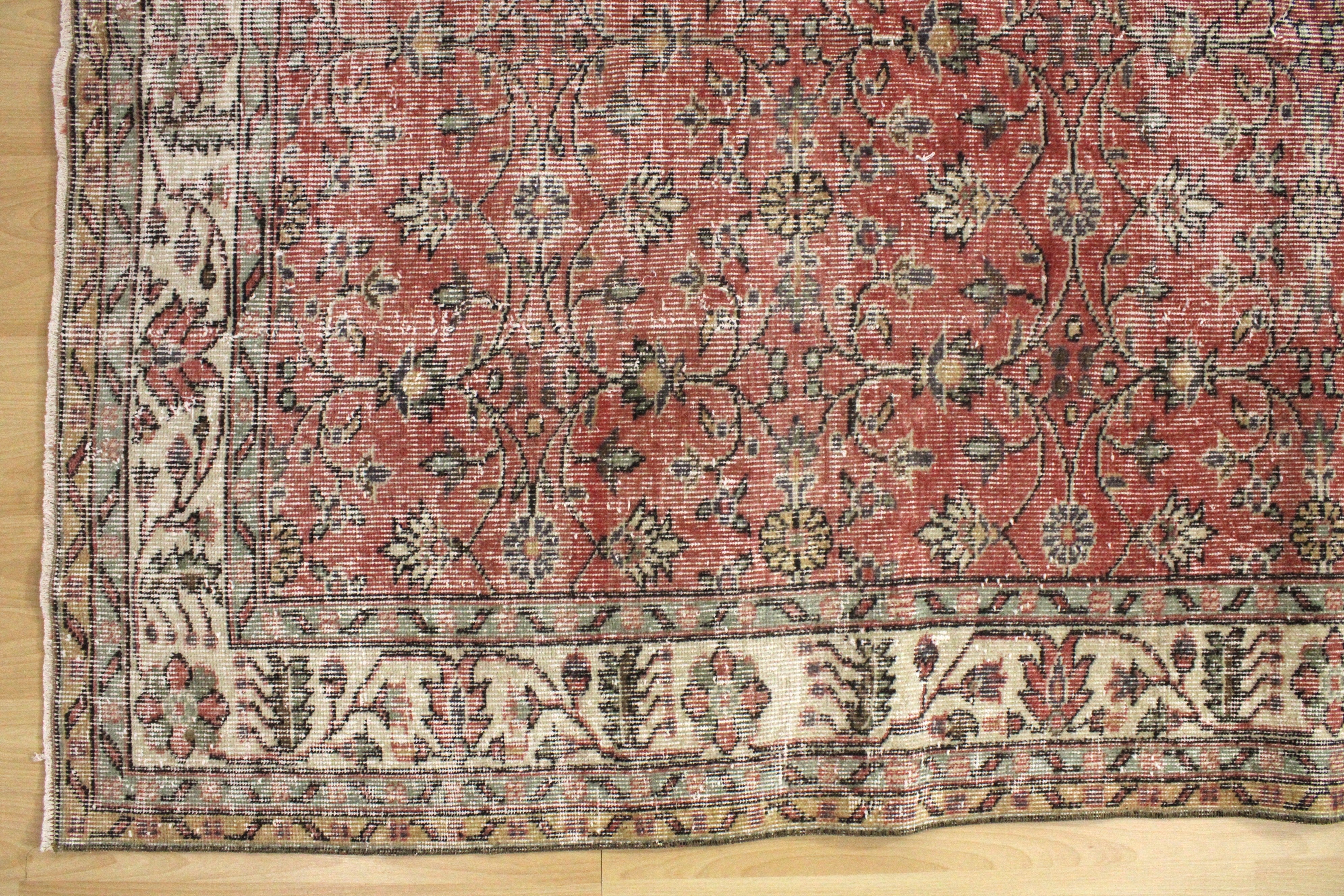 Turkish Vintage Hand-Knotted Wool Rug