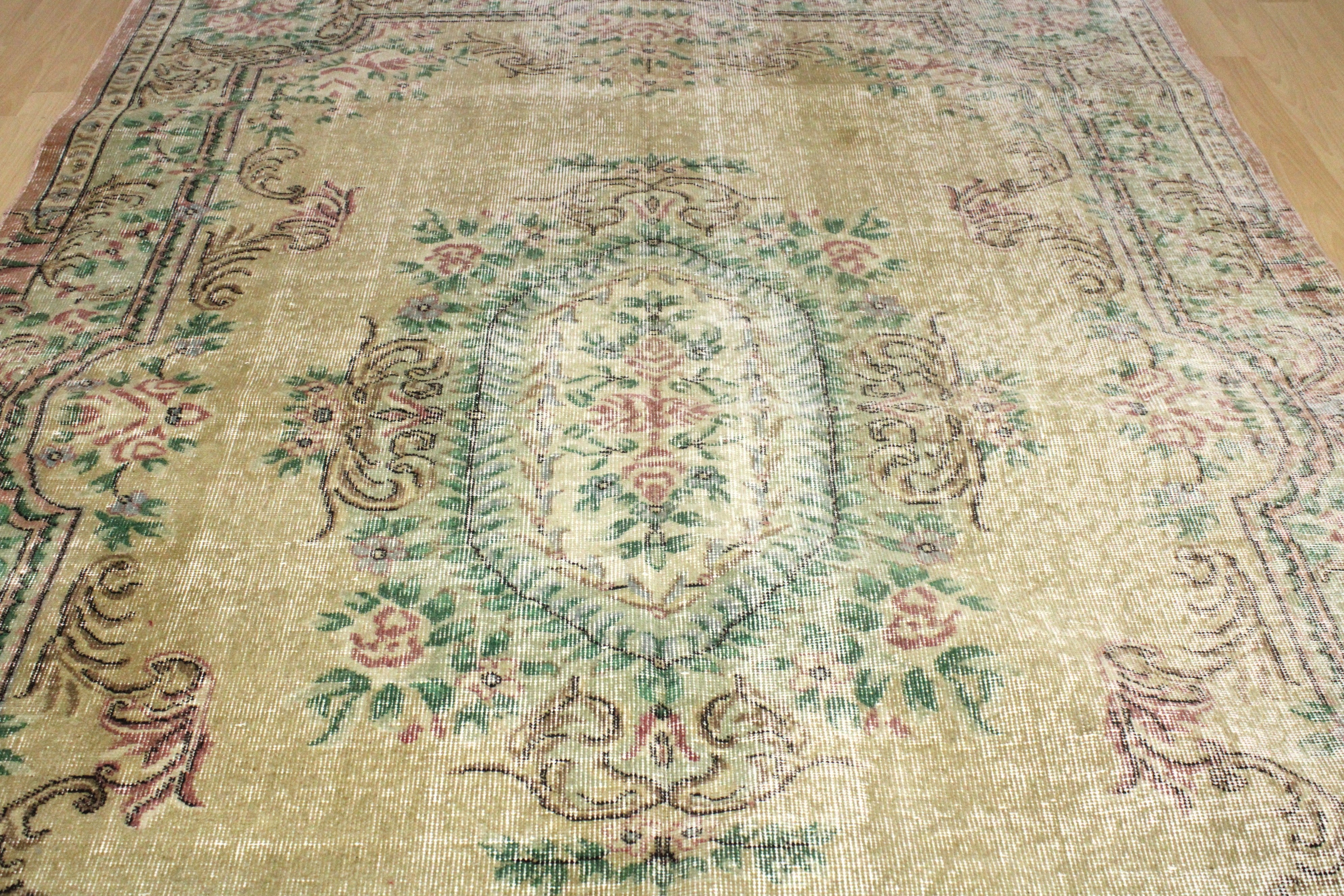 Turkish Vintage Hand-Knotted Wool Rug