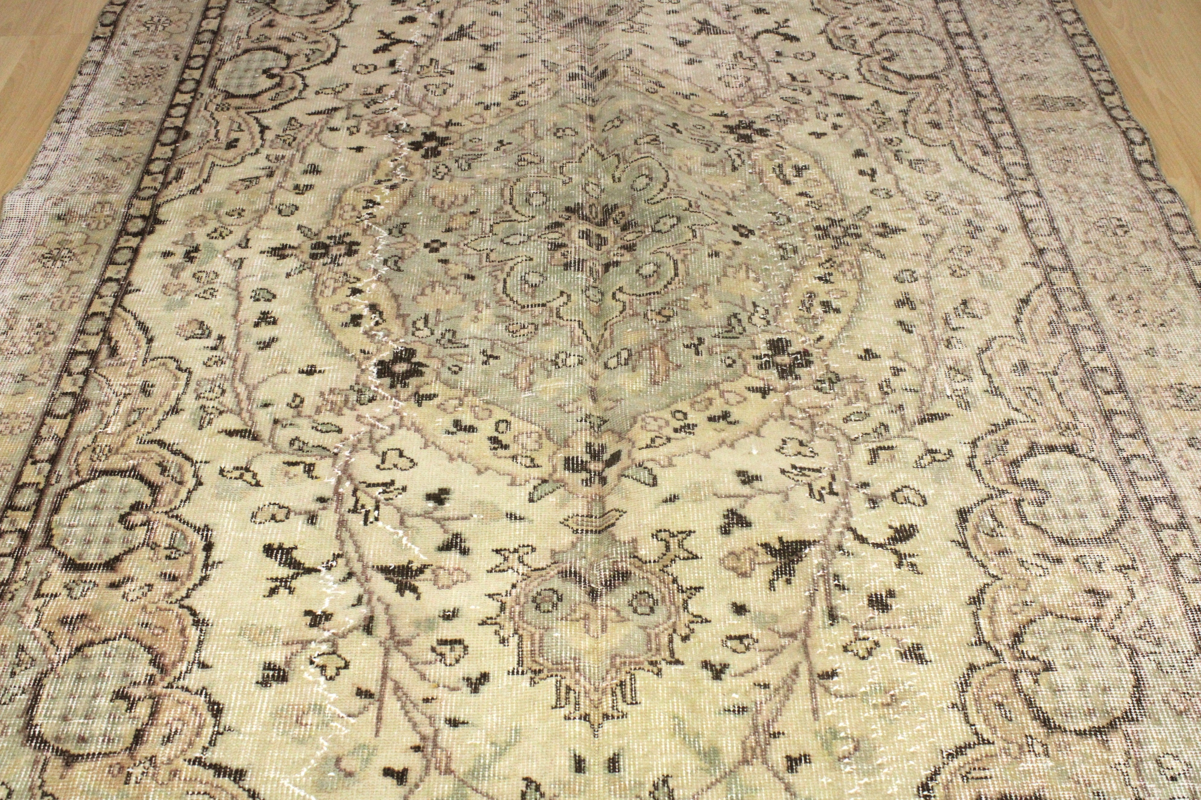 Turkish Vintage Hand-Knotted Wool Rug