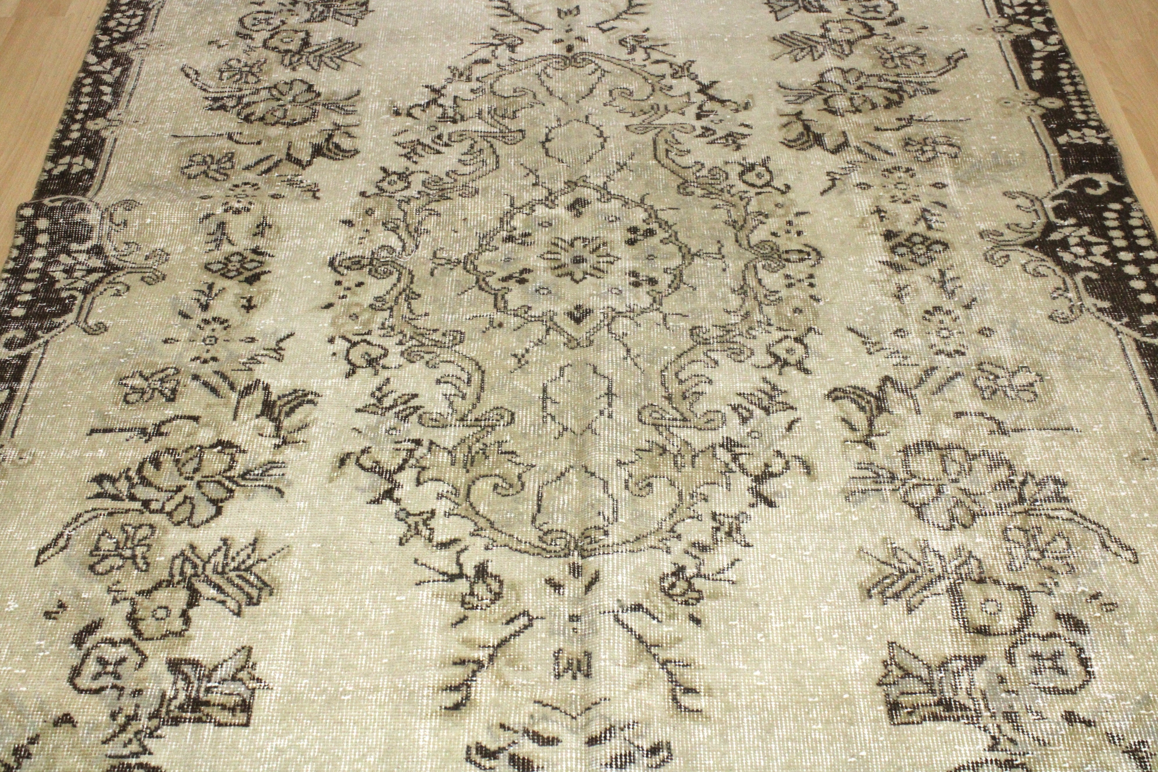 Turkish Vintage Hand-Knotted Wool Rug