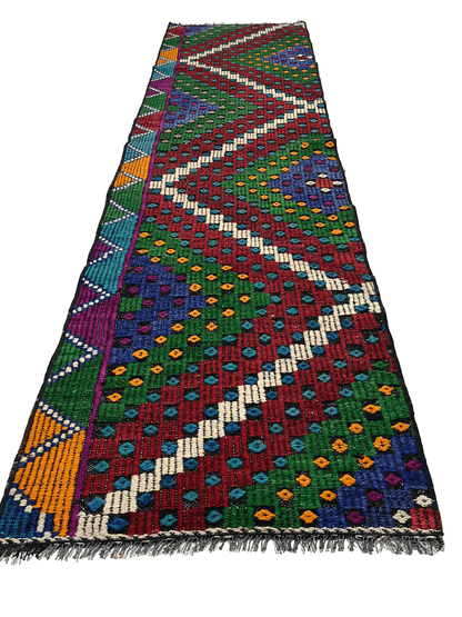 Handwoven Turkish Vintage Runner Kilim (1'12" x 7'3")