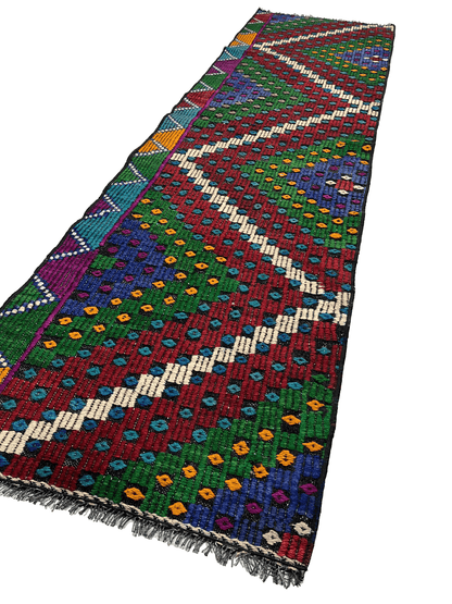 Handwoven Turkish Vintage Runner Kilim (1'12" x 7'3")